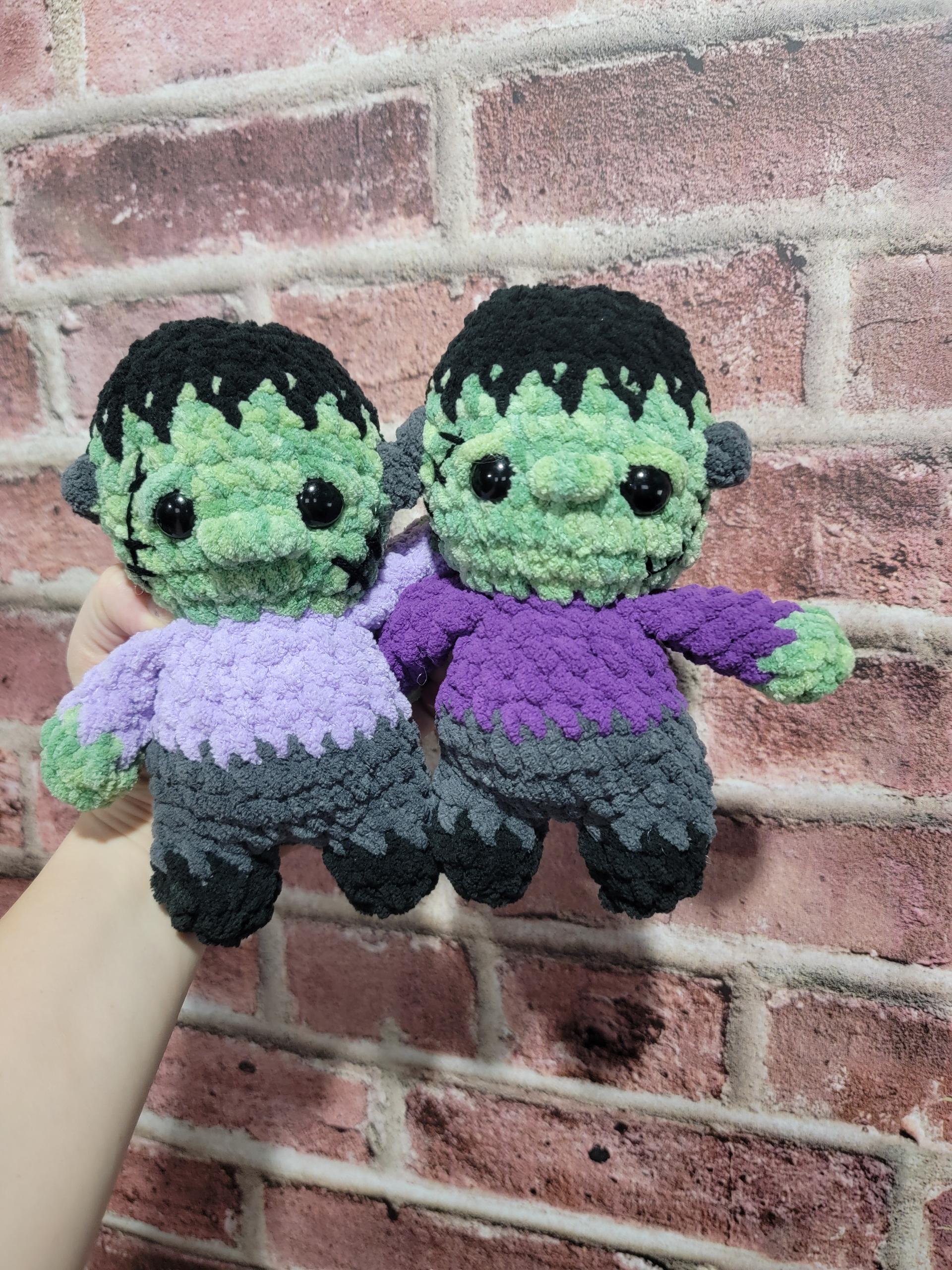 itty belly Frankenstein- crochet pattern, Halloween amigurumi, no sew, Frankenstein thumbnail 5