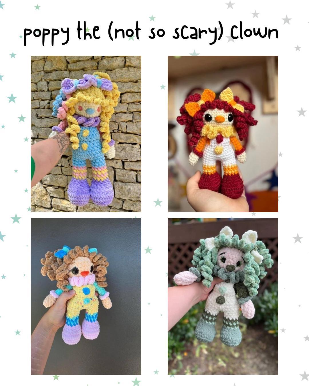 poppy the clown | crochet clown pattern, amigurumi clownpattern, Halloween crochet pattern , crochet pattern, amigurumi thumbnail 4