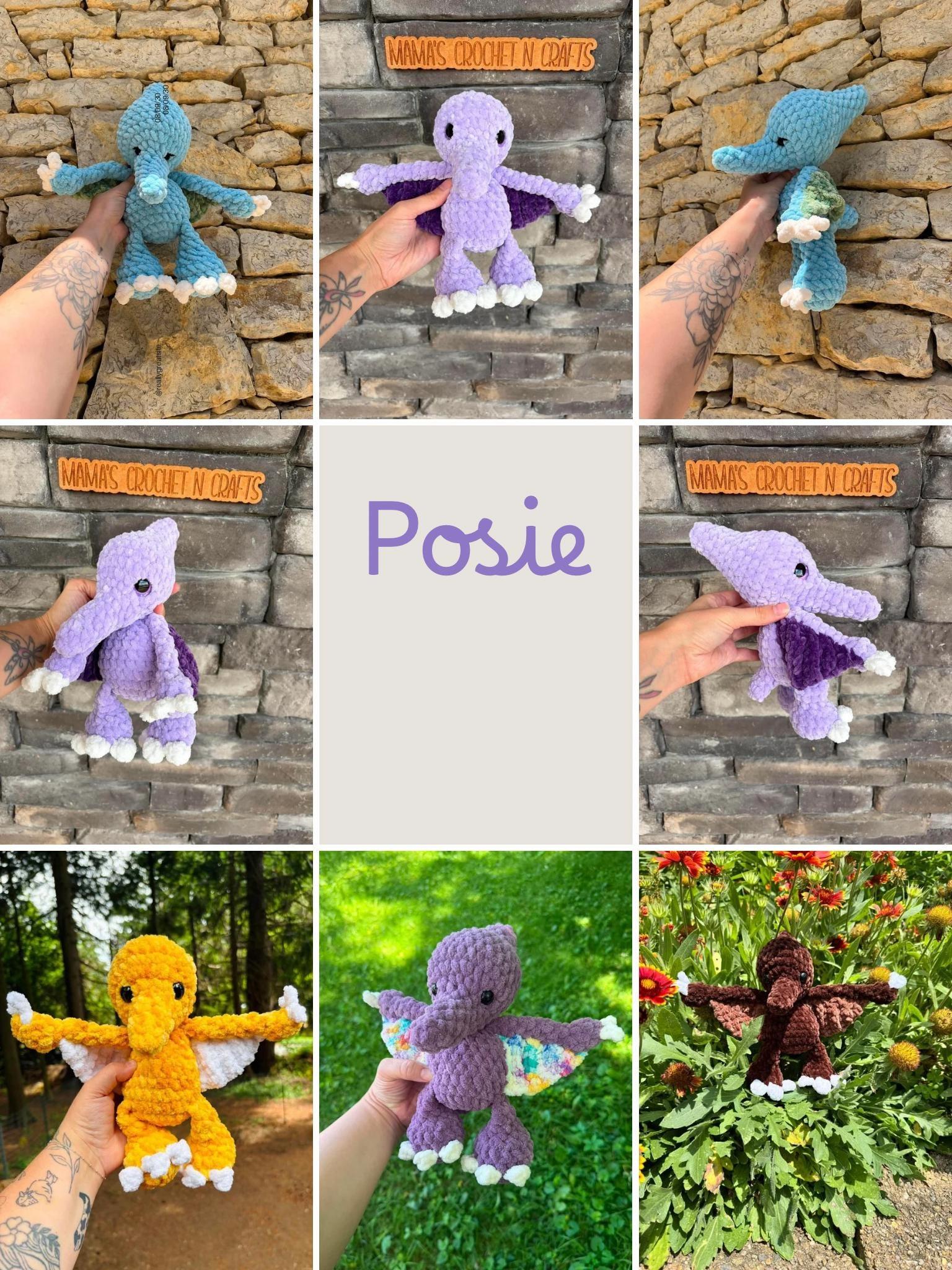posie the pterodactyl | amigurumi dinosaur, low sew, crochet pattern, dinosaur pattern thumbnail 2