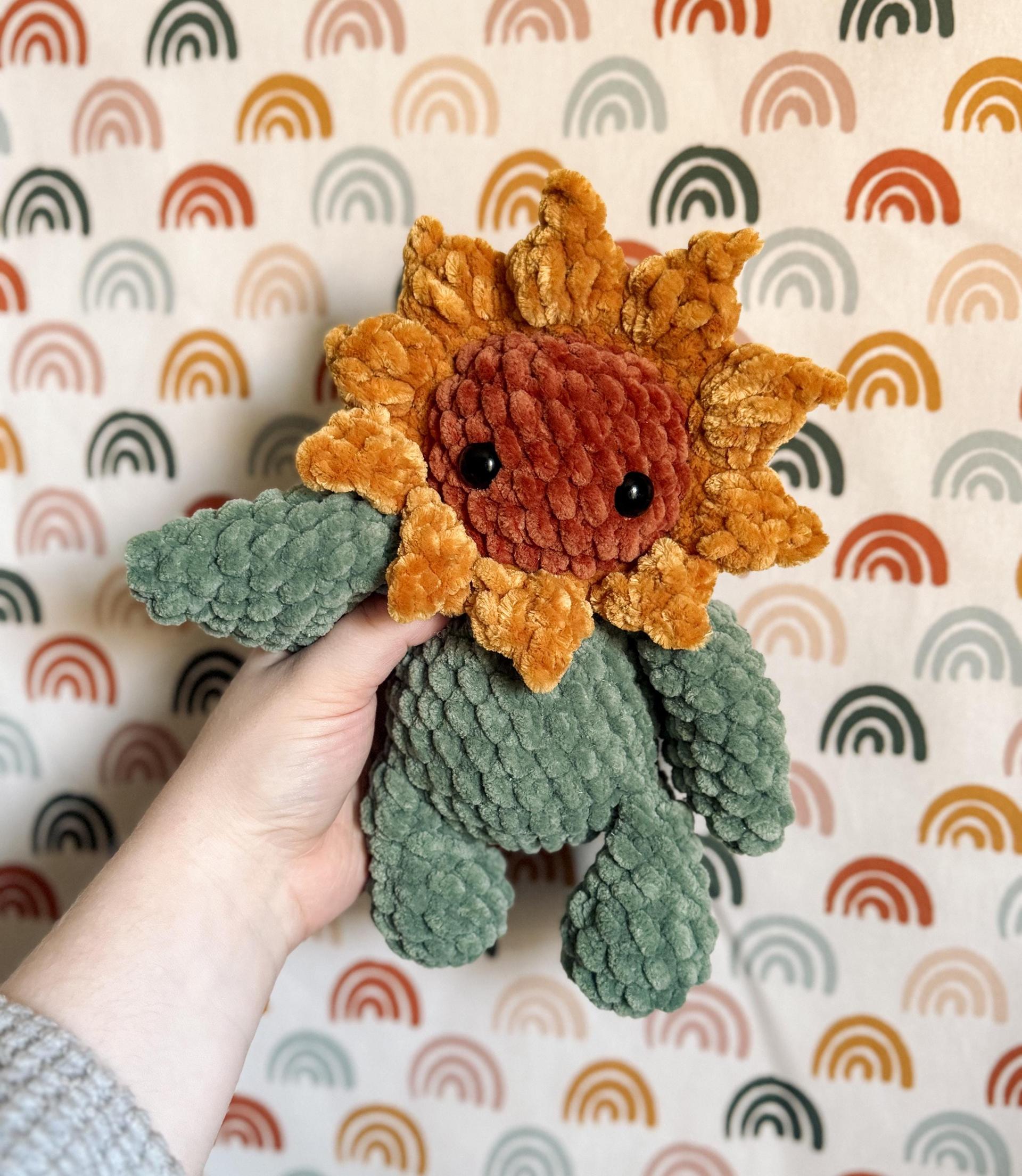 sunny the sunflower | crochet sunflower pattern, crochet, amigurumi, boho, crochet pattern, pdf, crochet flower pattern