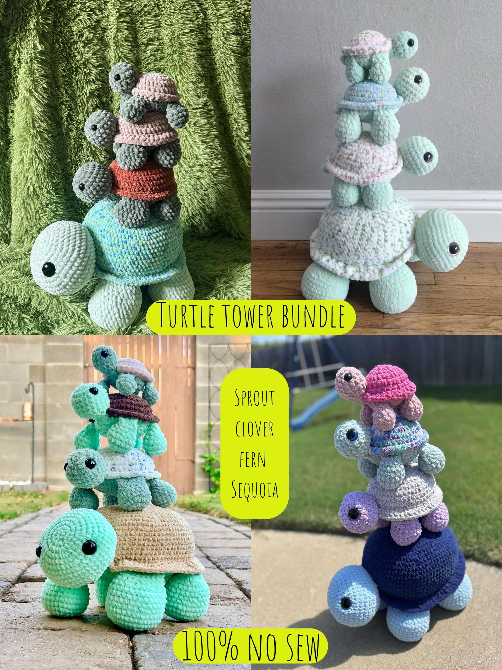 crochet turtle tower bundle- crochet turtle, no sew, tortoise crochet pattern, amigurumi, amigurumi pattern, crochet pattern thumbnail 3