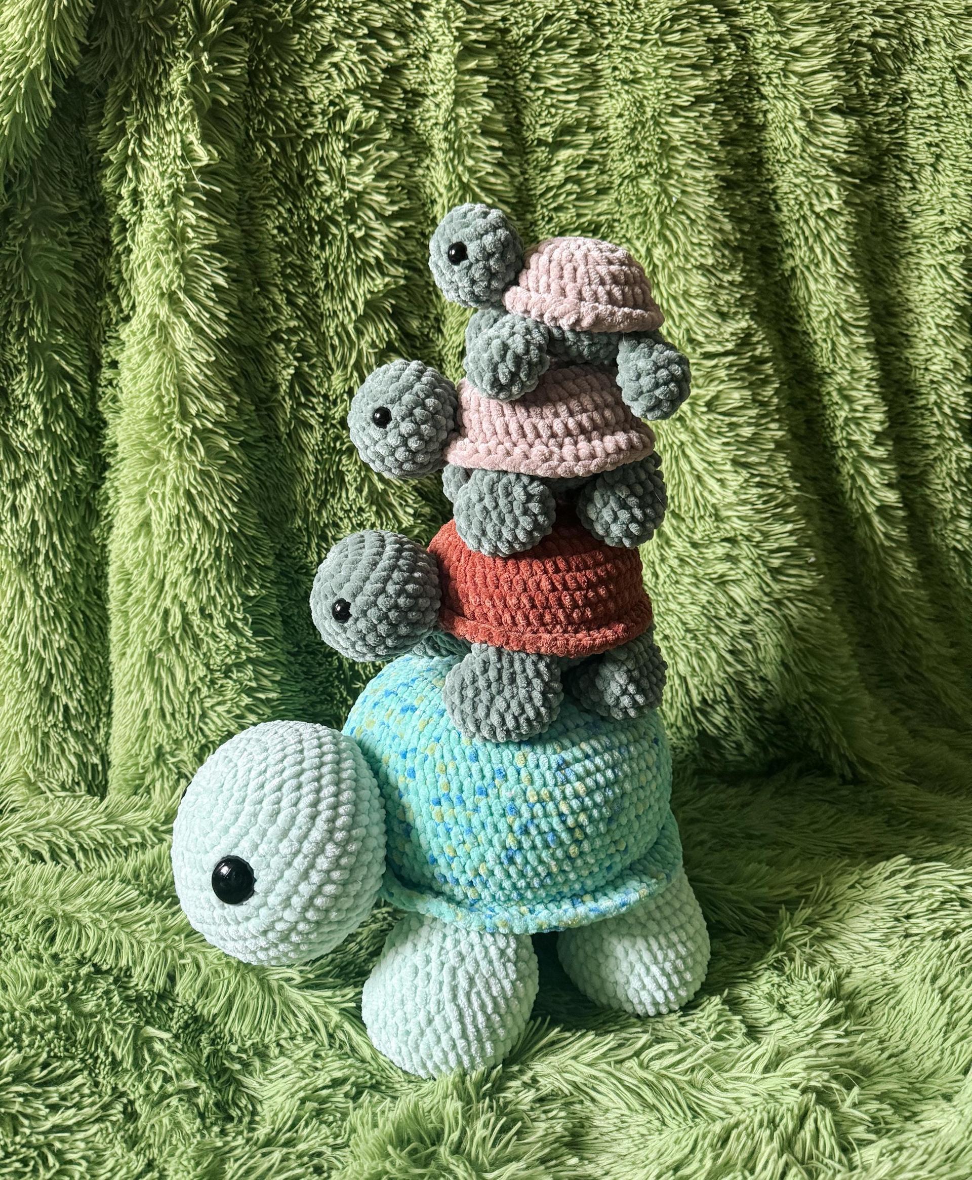 crochet turtle tower bundle- crochet turtle, no sew, tortoise crochet pattern, amigurumi, amigurumi pattern, crochet pattern thumbnail 2