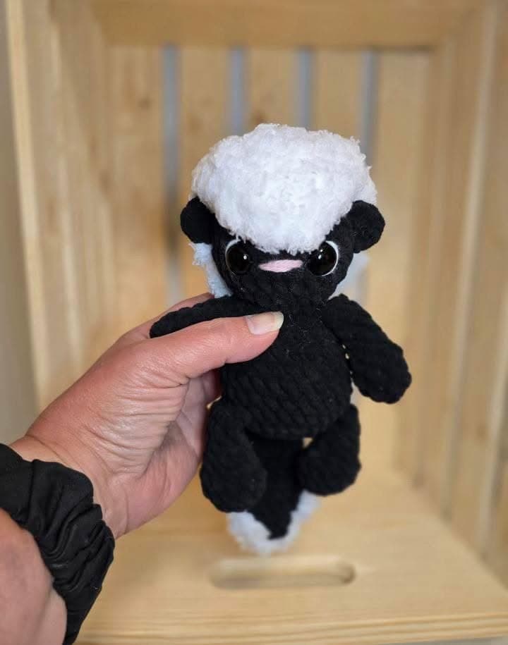 stinker the skunk | amigurumi skunk pattern, low sew, crochet pattern, crochet skunk, woodland crochet pattern, crochet thumbnail 6