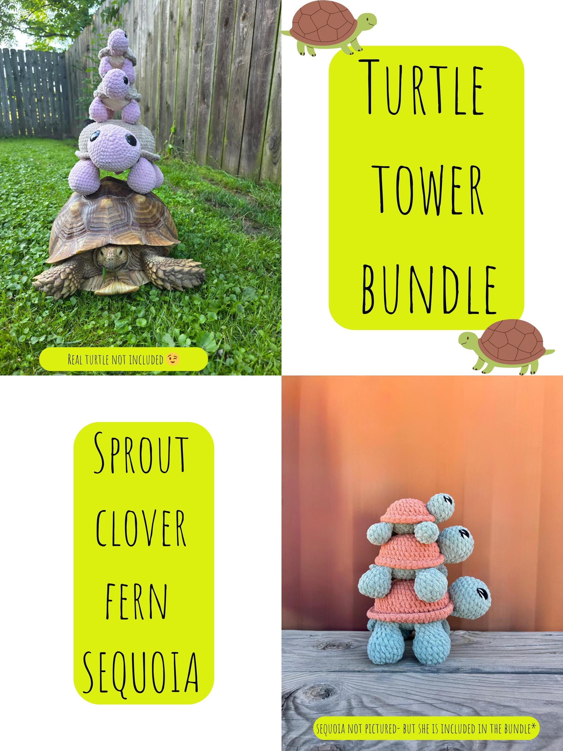 crochet turtle tower bundle- crochet turtle, no sew, tortoise crochet pattern, amigurumi, amigurumi pattern, crochet pattern thumbnail 5