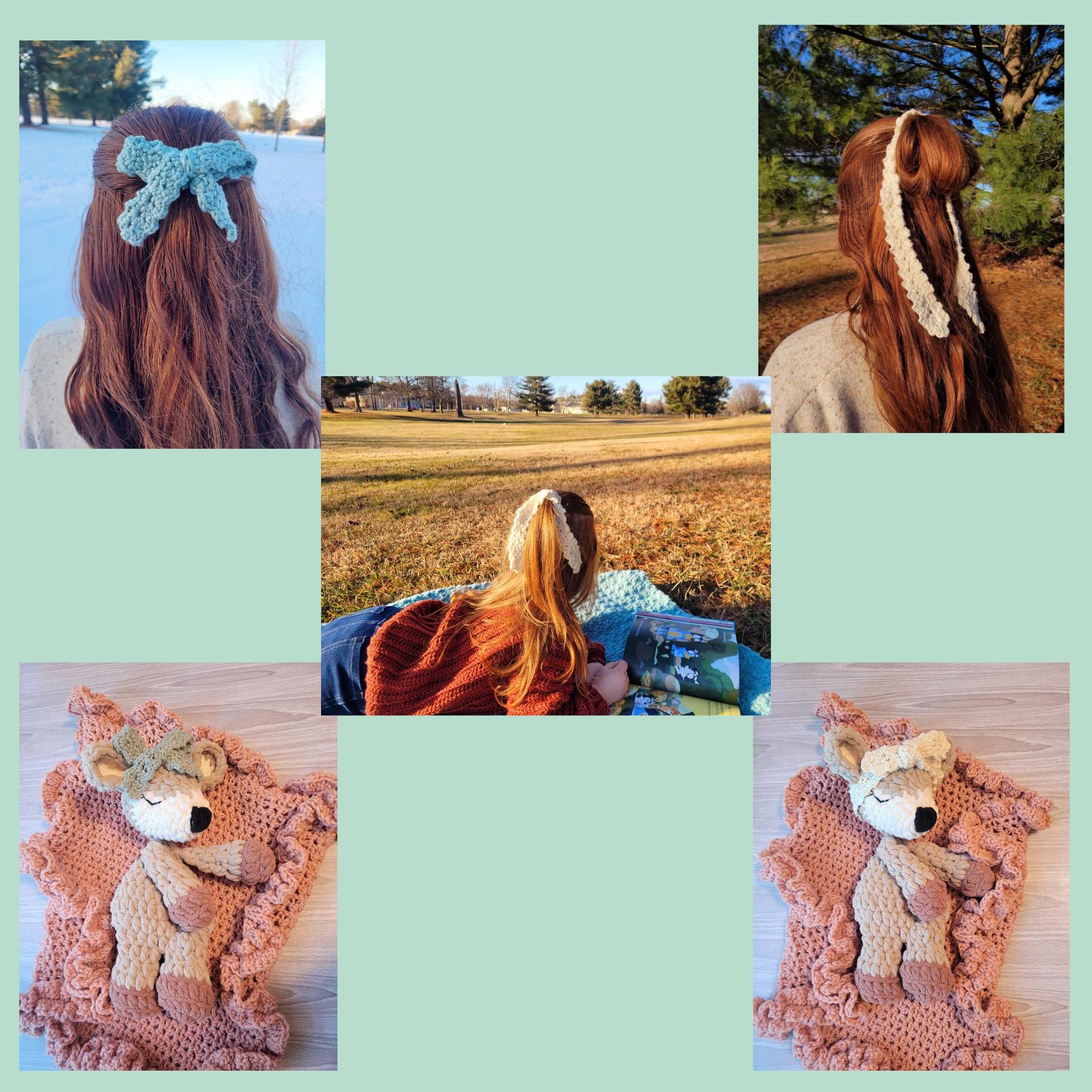 Mae Pattern set | Hair ties and headband pattern bundle | PDF Crochet tutorial | Hair accessories and Bows | Beginner fr thumbnail 5