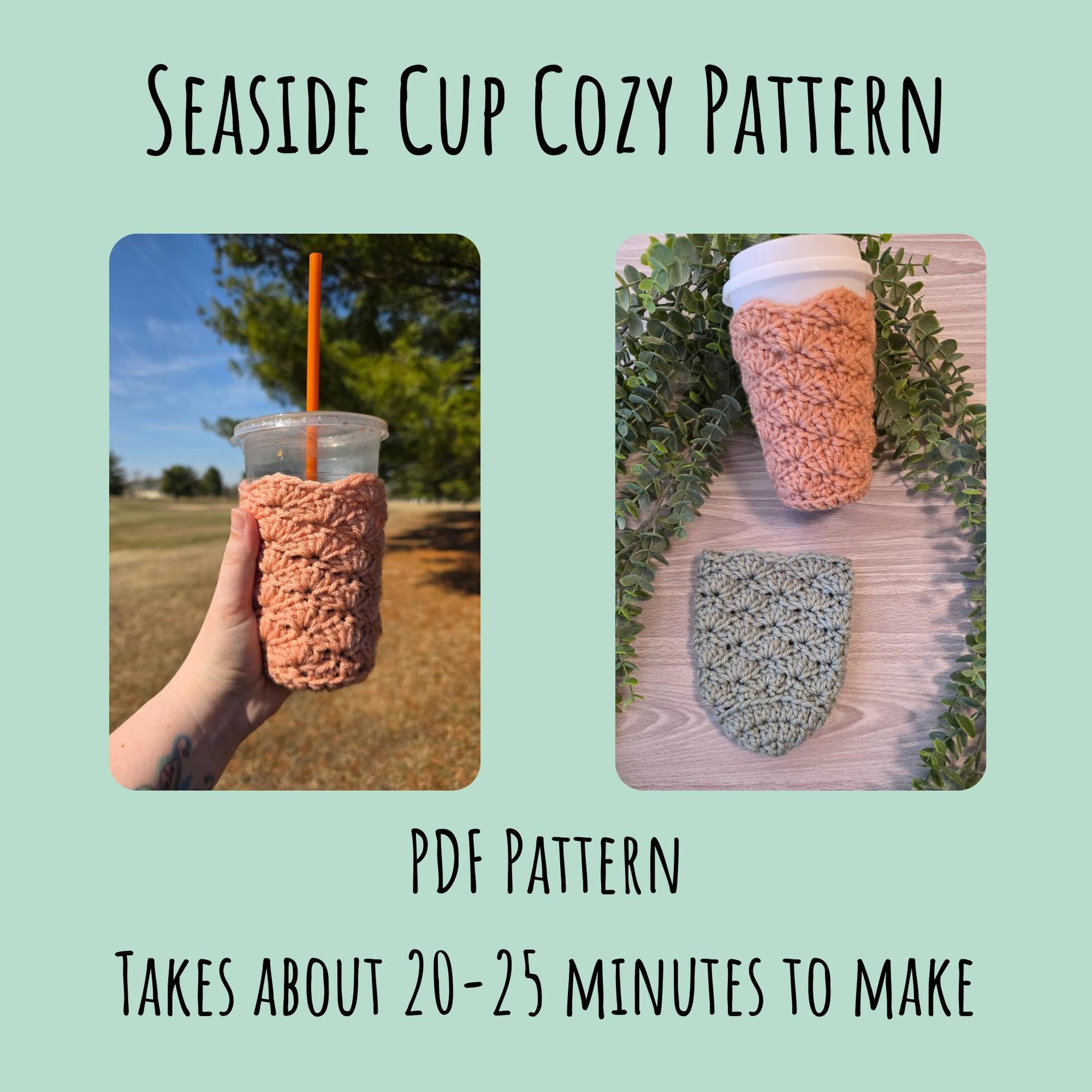 Seaside Cup Cozy Pattern | PDF Digital Crochet Pattern | Advanced Beginner Crochet tutorial