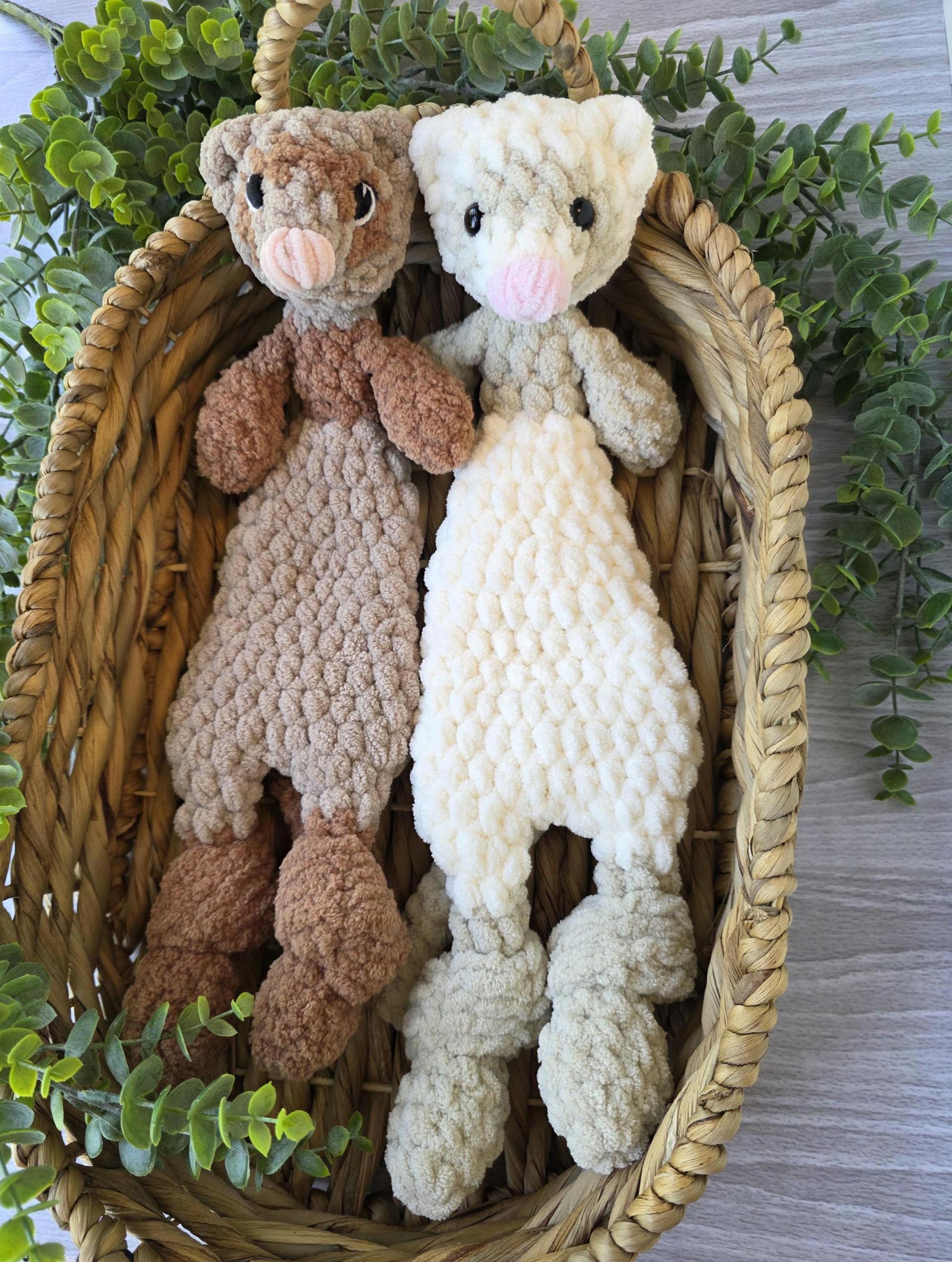 Ferret snuggler | Crochet animal lovey | Handmade animal plush | Cute gift for Ferret lover | Faith the Ferret thumbnail 2