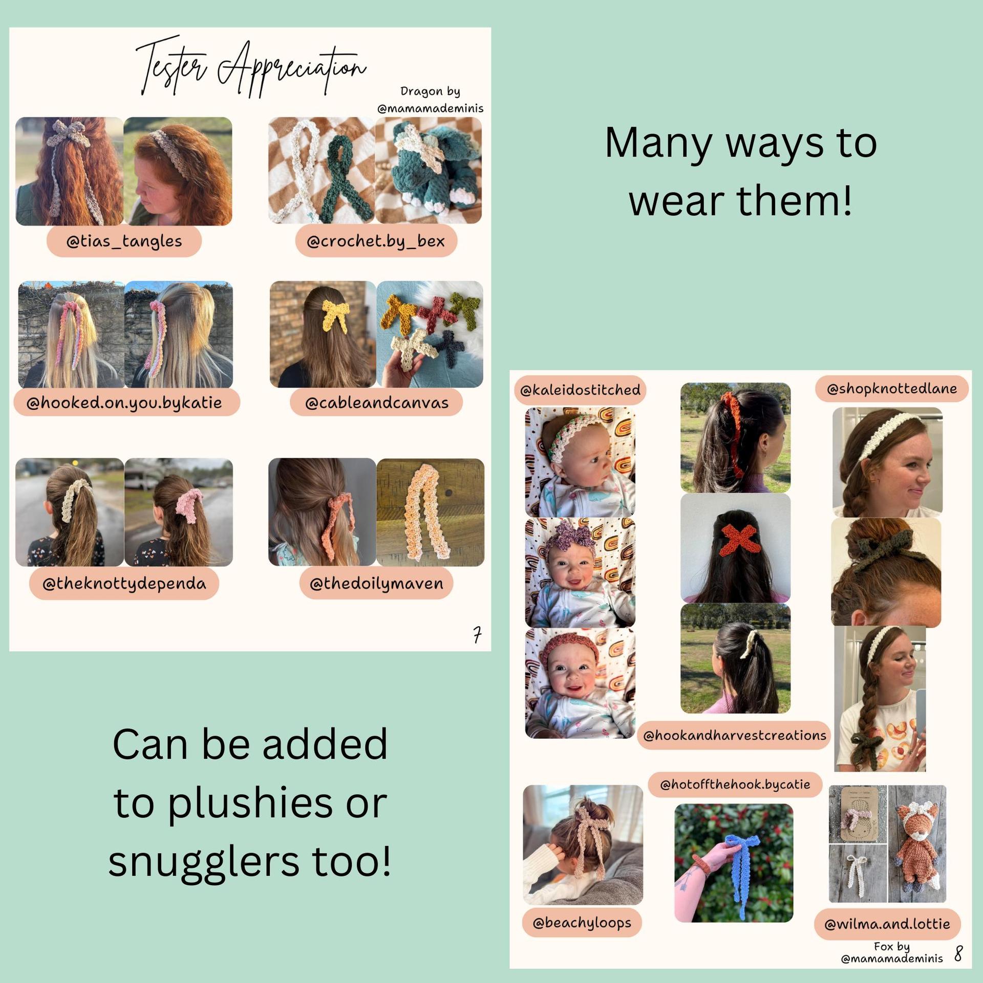 Mae Pattern set | Hair ties and headband pattern bundle | PDF Crochet tutorial | Hair accessories and Bows | Beginner fr thumbnail 3