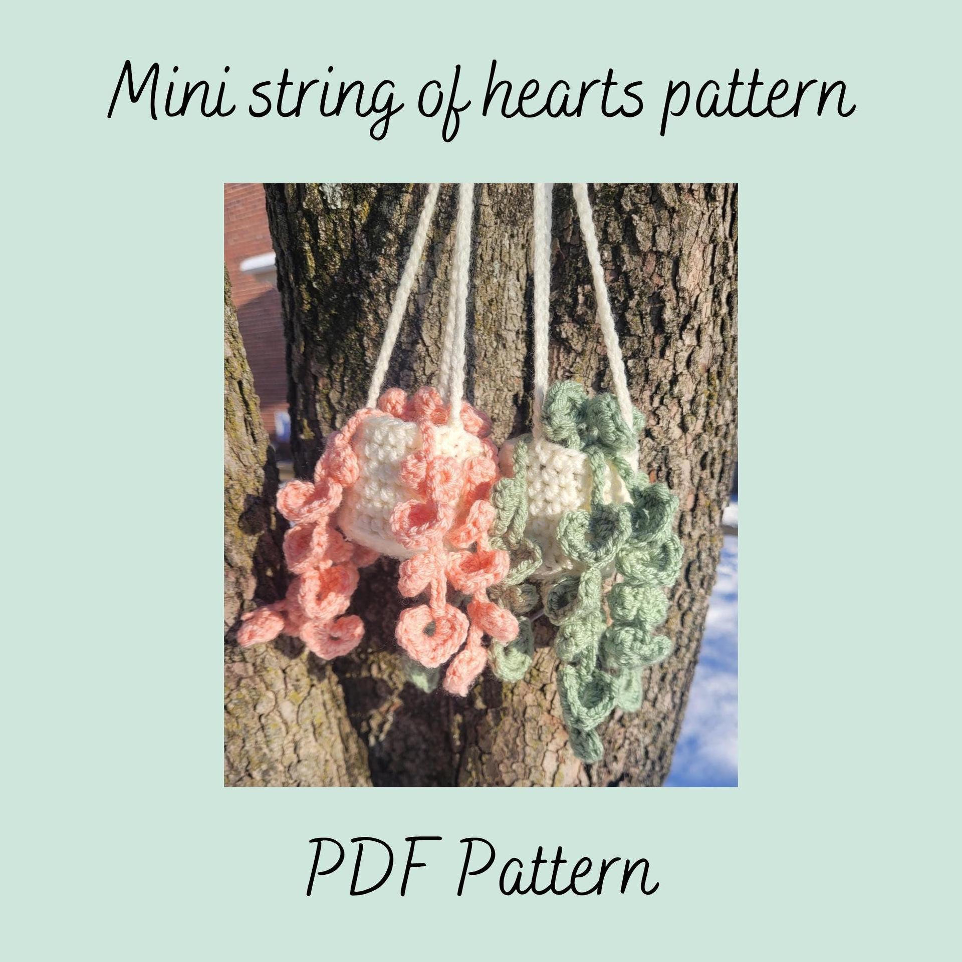 Mini string of hearts pattern PDF, Crochet plant pattern, Hanging plant pattern