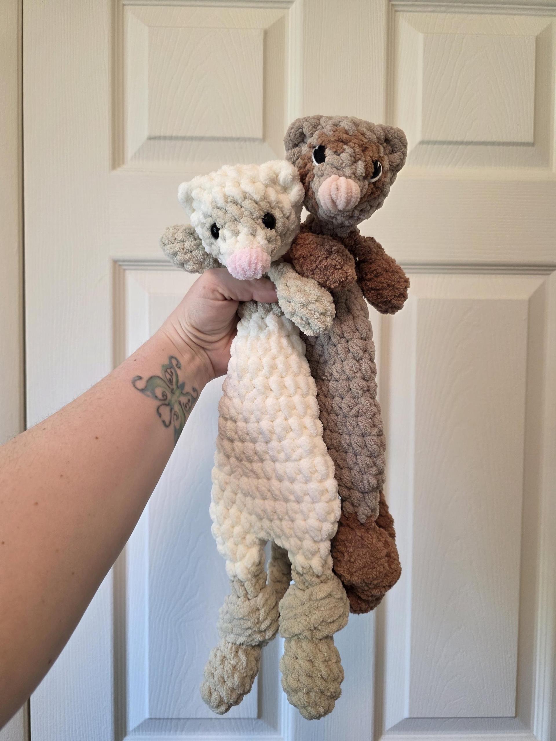 Ferret snuggler | Crochet animal lovey | Handmade animal plush | Cute gift for Ferret lover | Faith the Ferret thumbnail 3