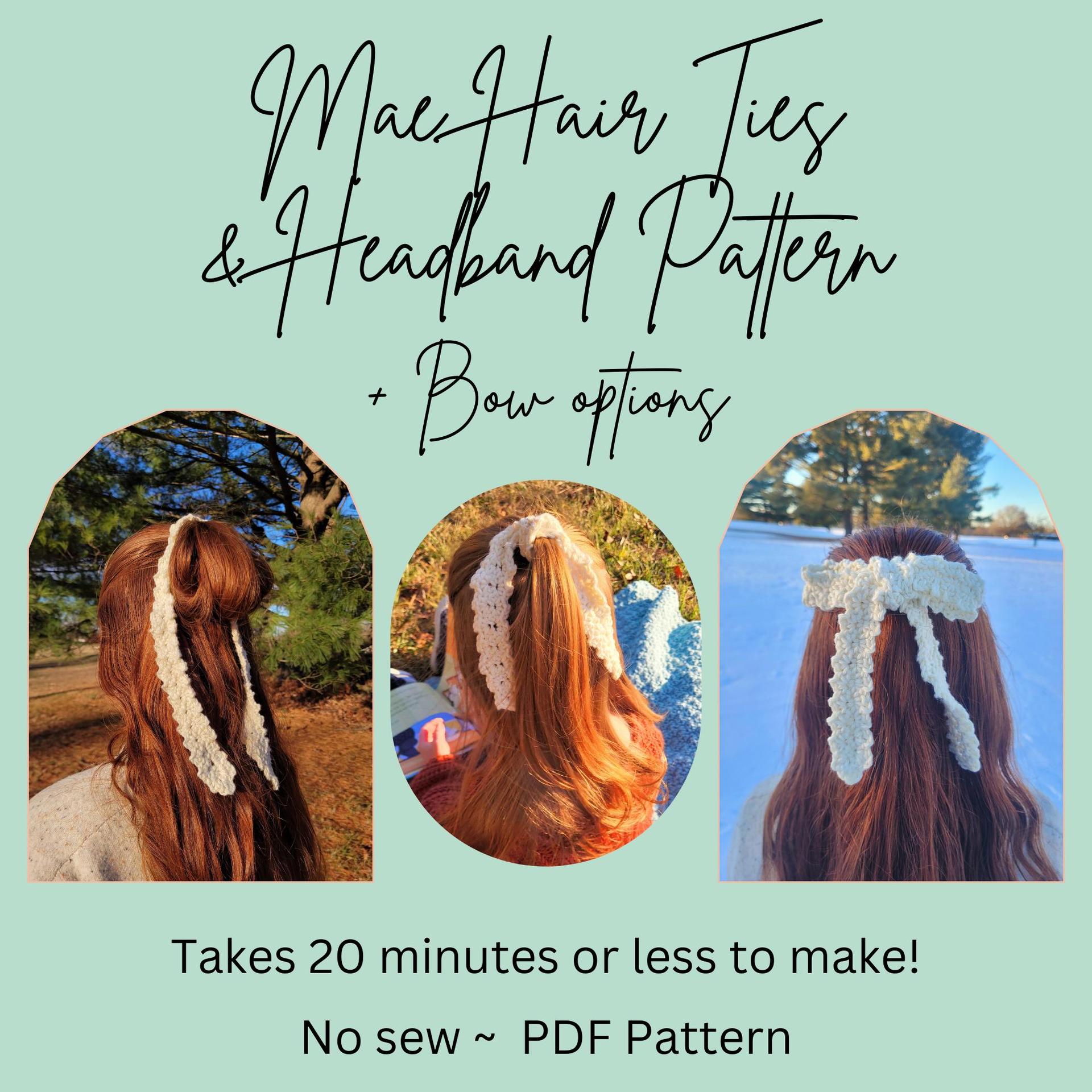 Mae Pattern set | Hair ties and headband pattern bundle | PDF Crochet tutorial | Hair accessories and Bows | Beginner fr