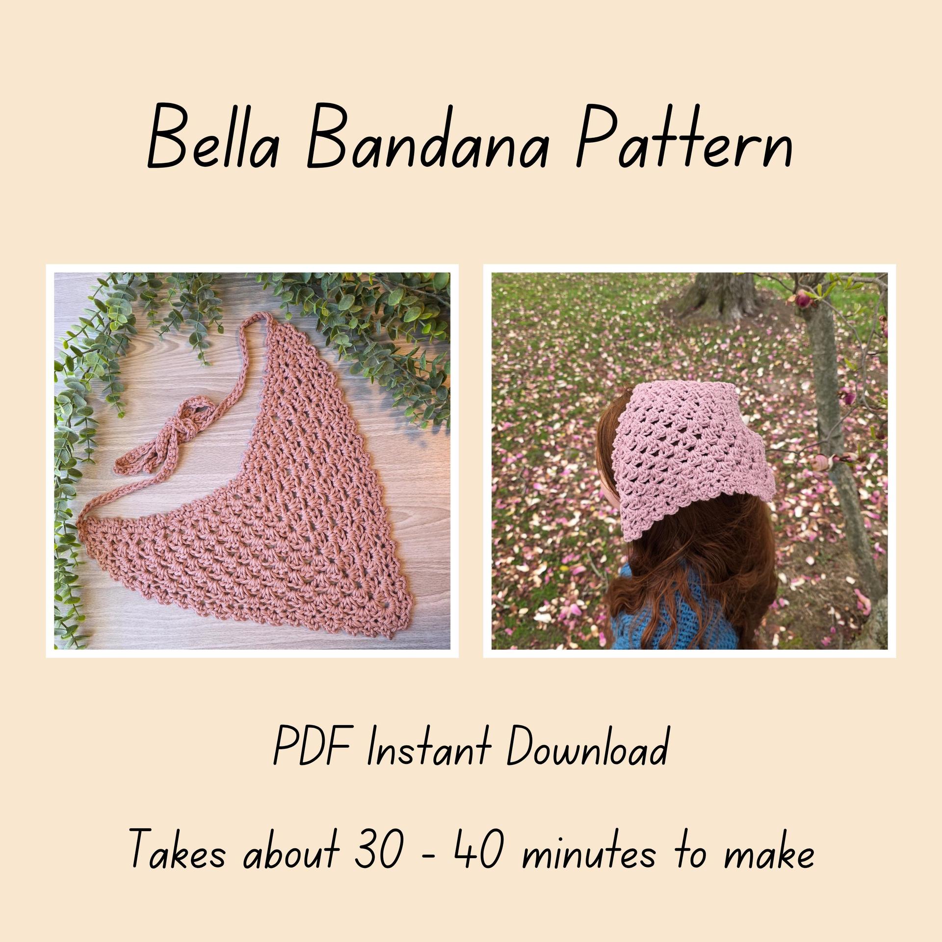 Bandana Pattern | Bella Bandana crochet tutorial | Hair accessory | Advanced Beginner Crochet tutorial | PDF Instant Dow