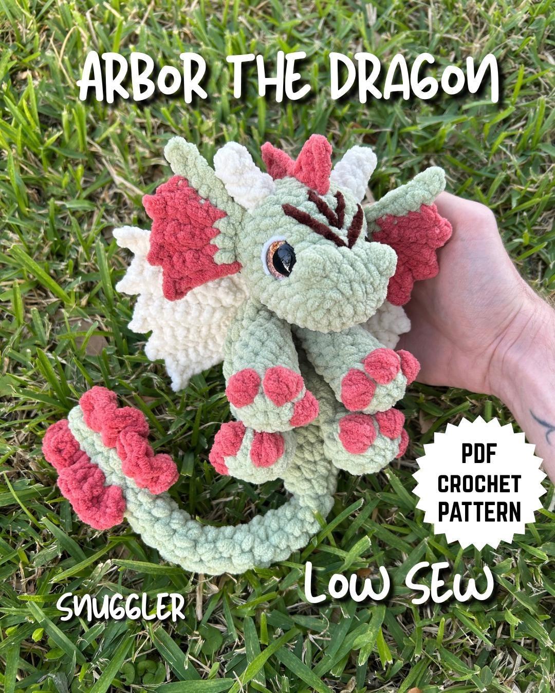 Arbor the Dragon Snuggler Low Sew Crochet Amigurumi Pattern