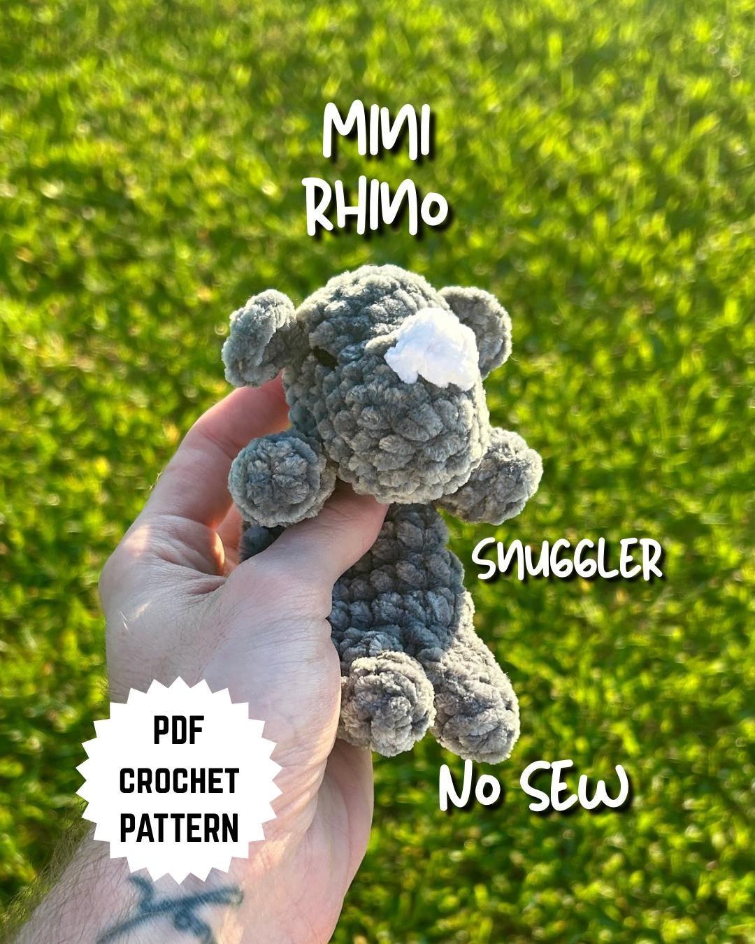 Rhino Mini Snuggler No Sew Crochet Amigurumi Pattern