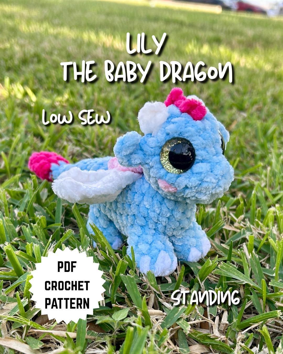 Lily the Baby Dragon Standing Low Sew Crochet Amigurumi Pattern