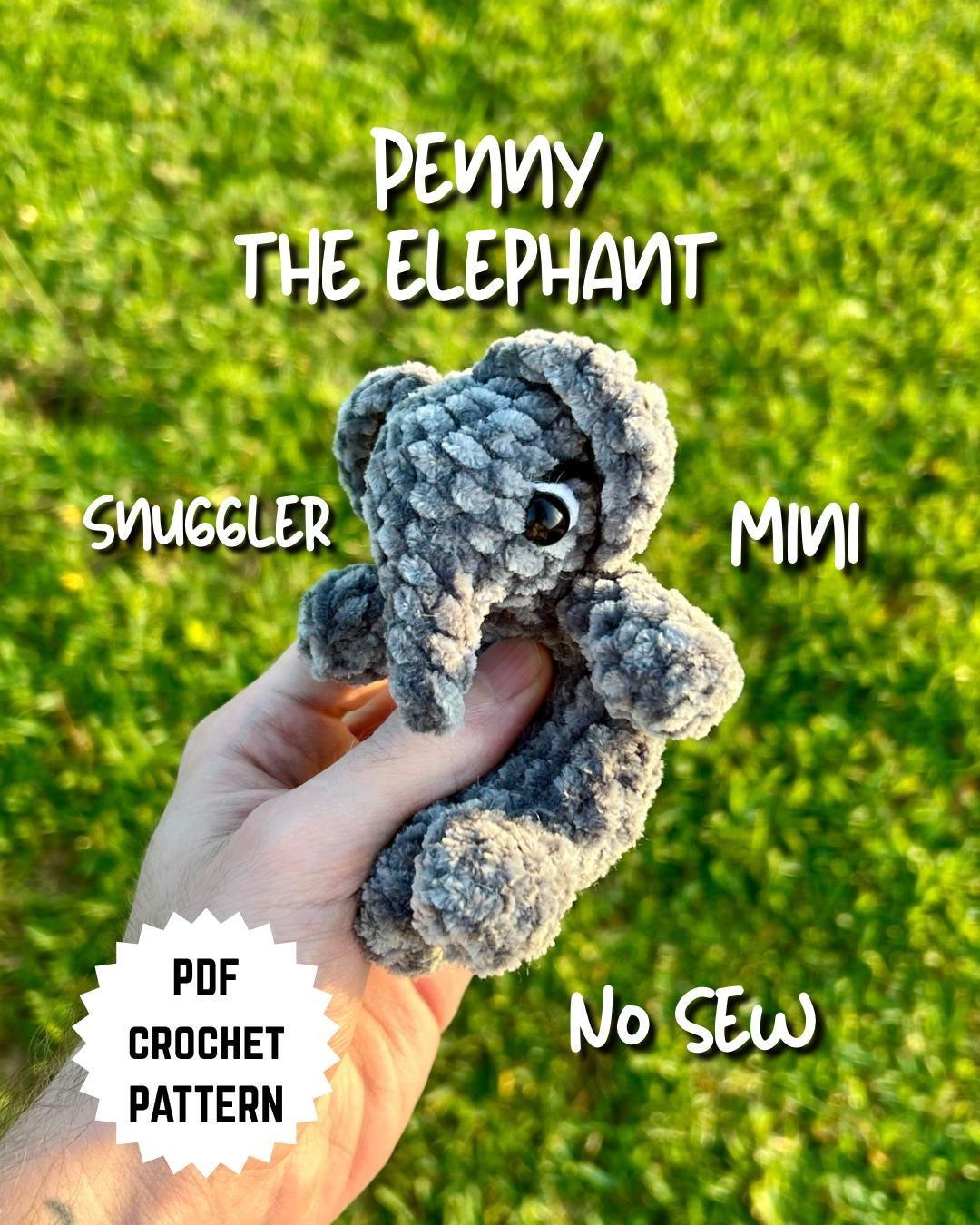 Penny the Mini Elephant Snuggler No Sew Crochet Amigurumi Pattern