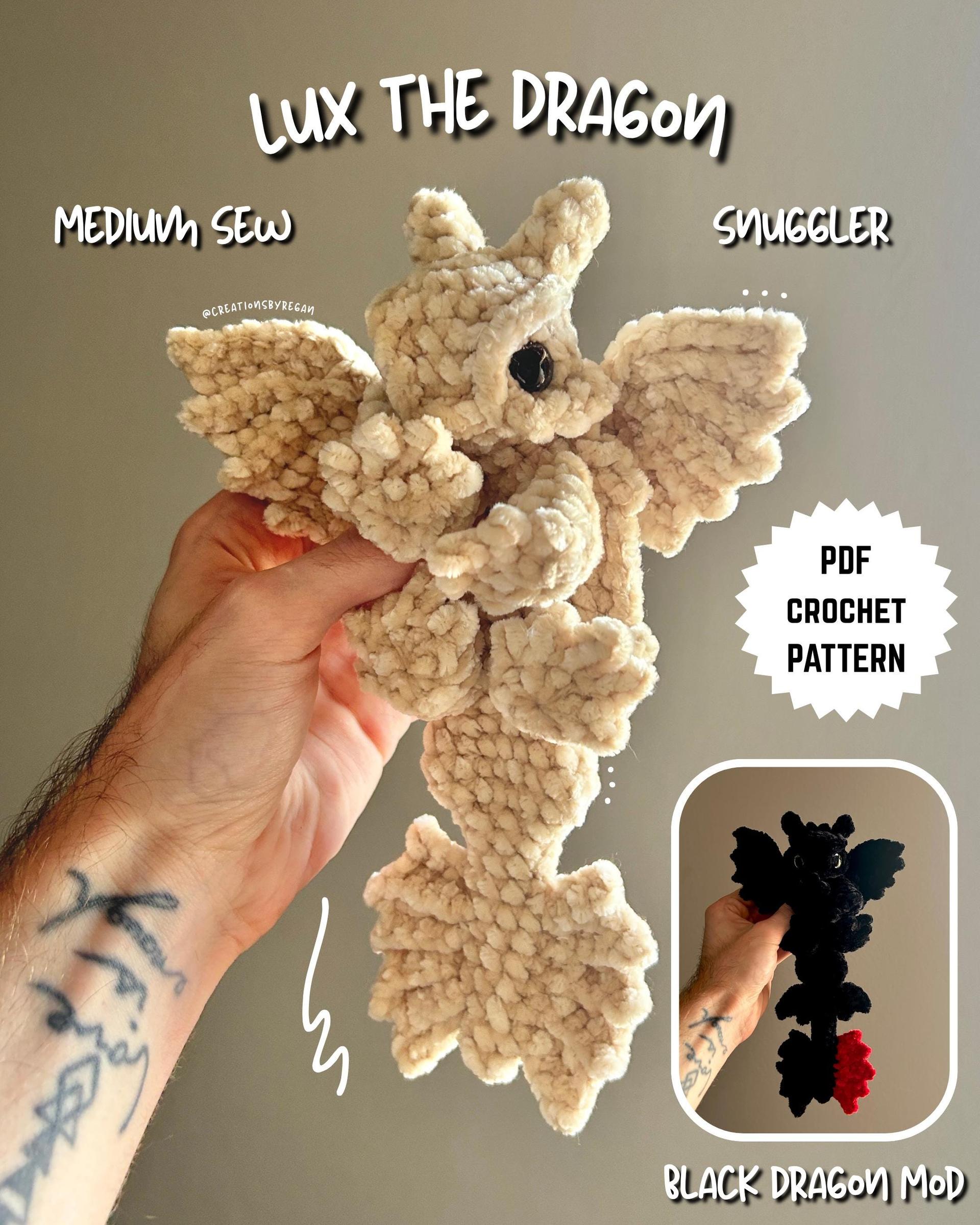 Lux the Dragon Snuggler Medium Sew Crochet Amigurumi Pattern
