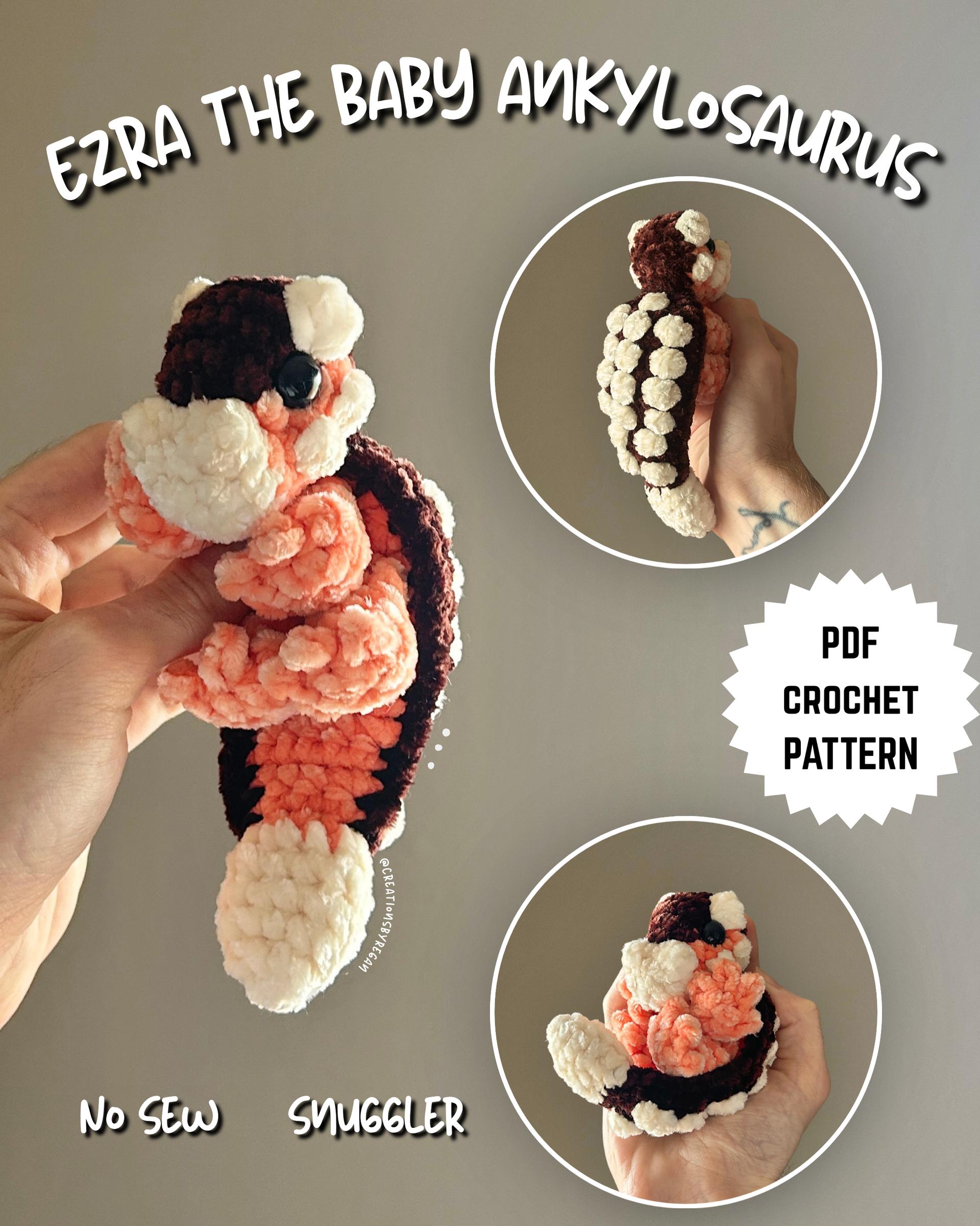 Ezra the Baby Ankylosaurus Snuggler No Sew Crochet Amigurumi Pattern