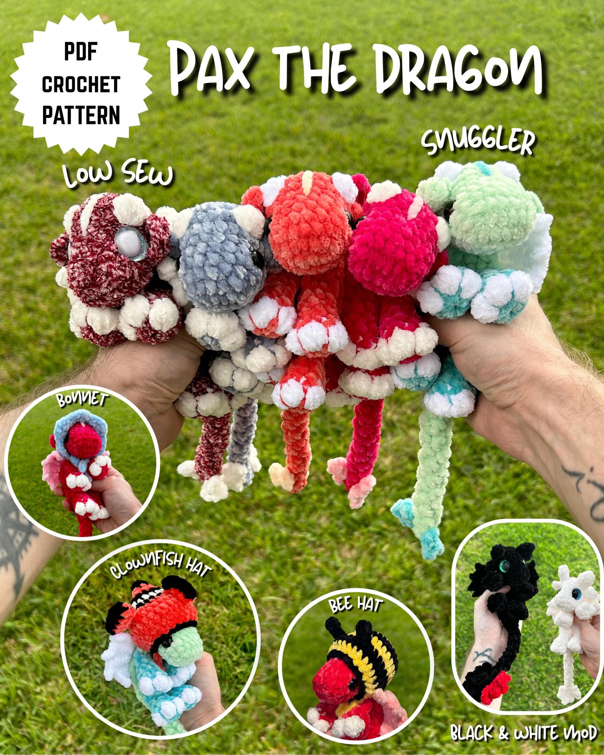 Pax the Dragon Snuggler Low Sew Crochet Amigurumi Pattern