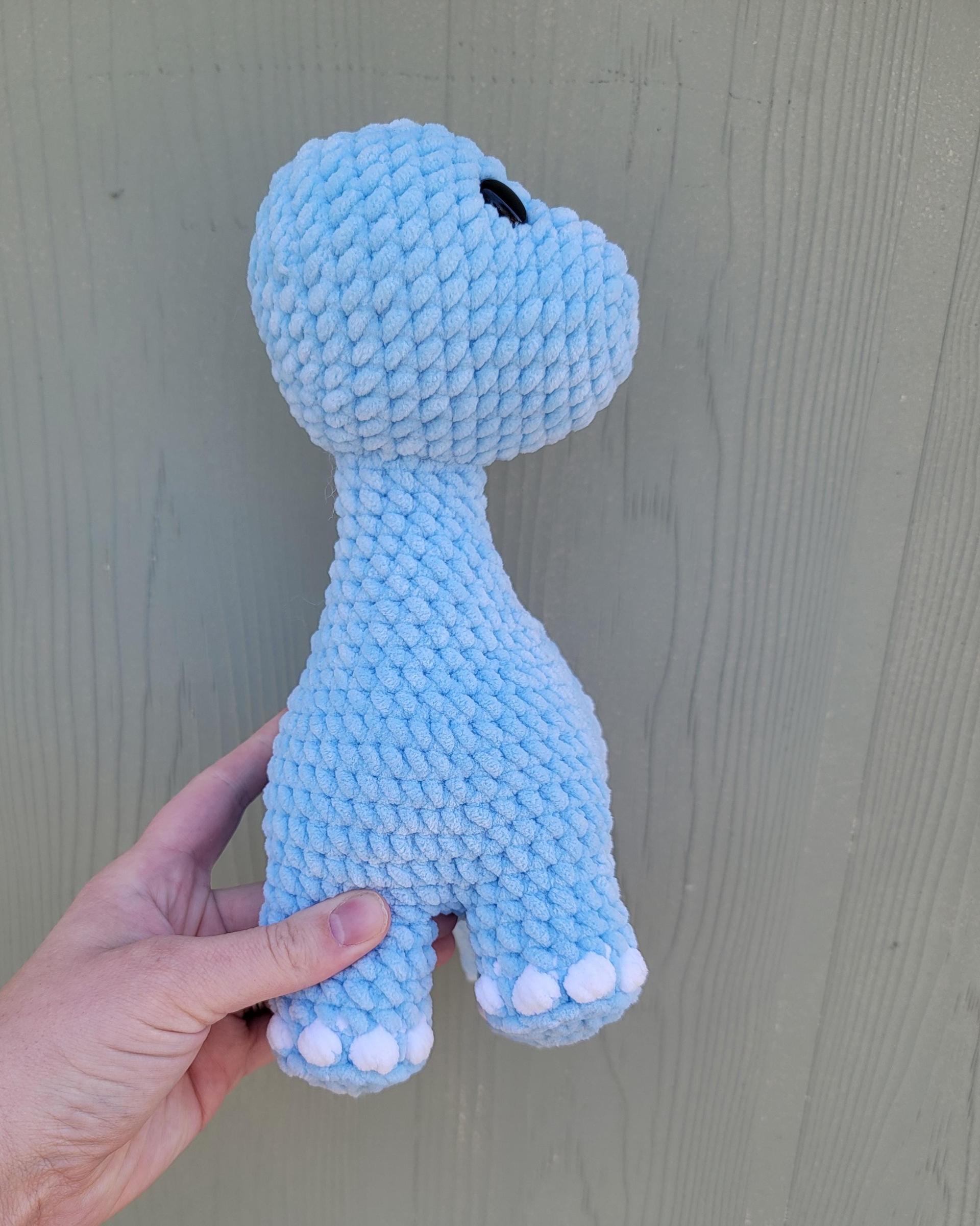 Handmade Crochet Dinosaur Plushie: Soft Chenille Yarn Stuffed Animal thumbnail 4