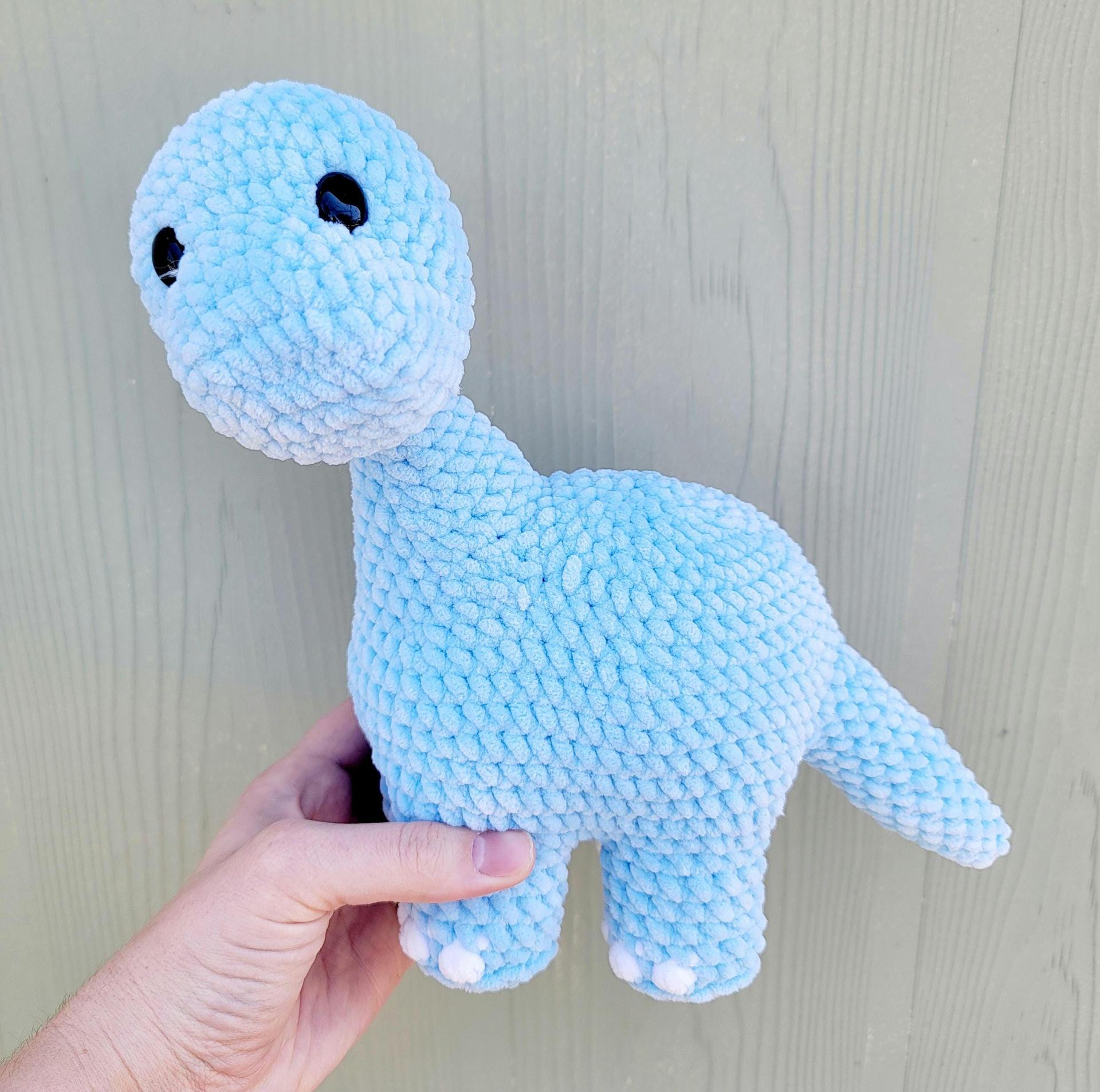Handmade Crochet Dinosaur Plushie: Soft Chenille Yarn Stuffed Animal