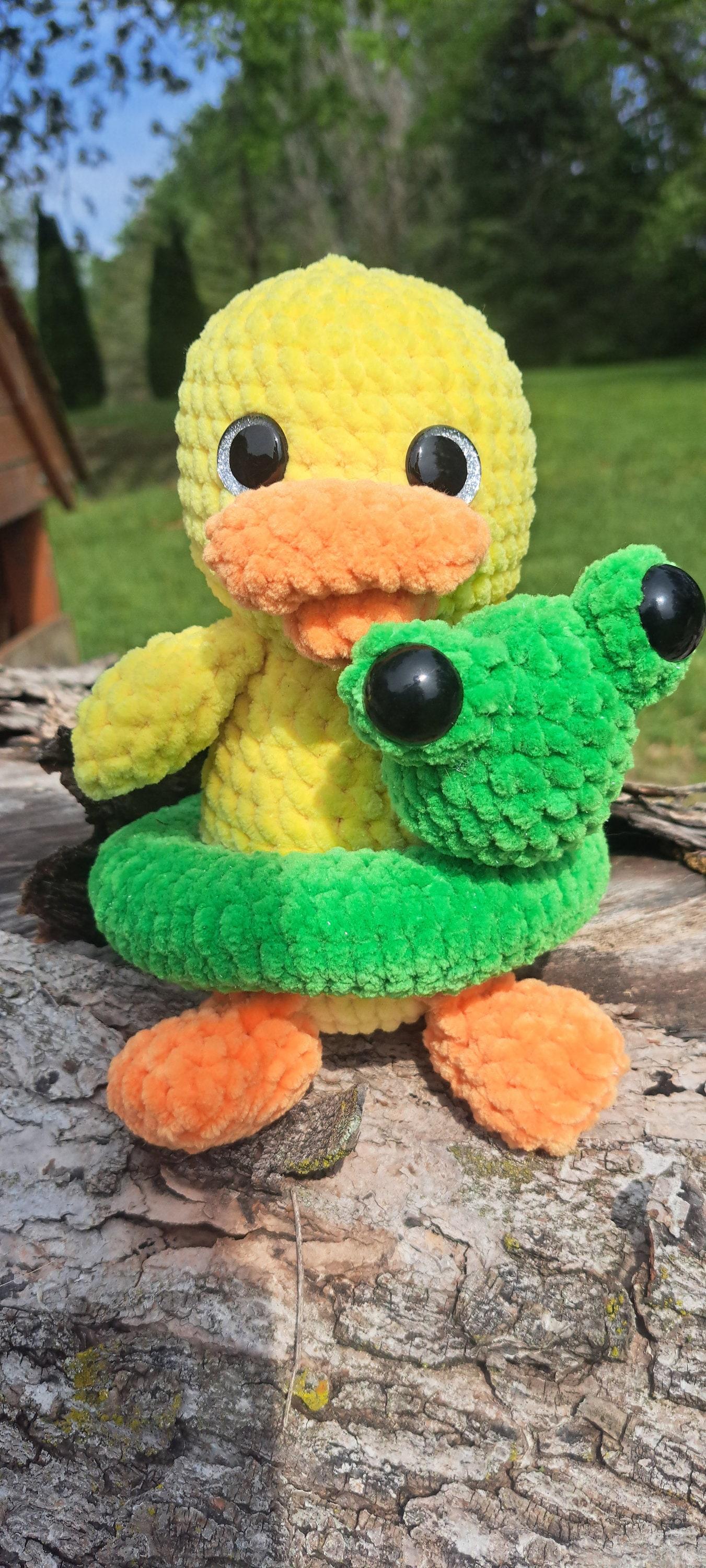 Crochet Puddles the Duck with frog floatie thumbnail 3