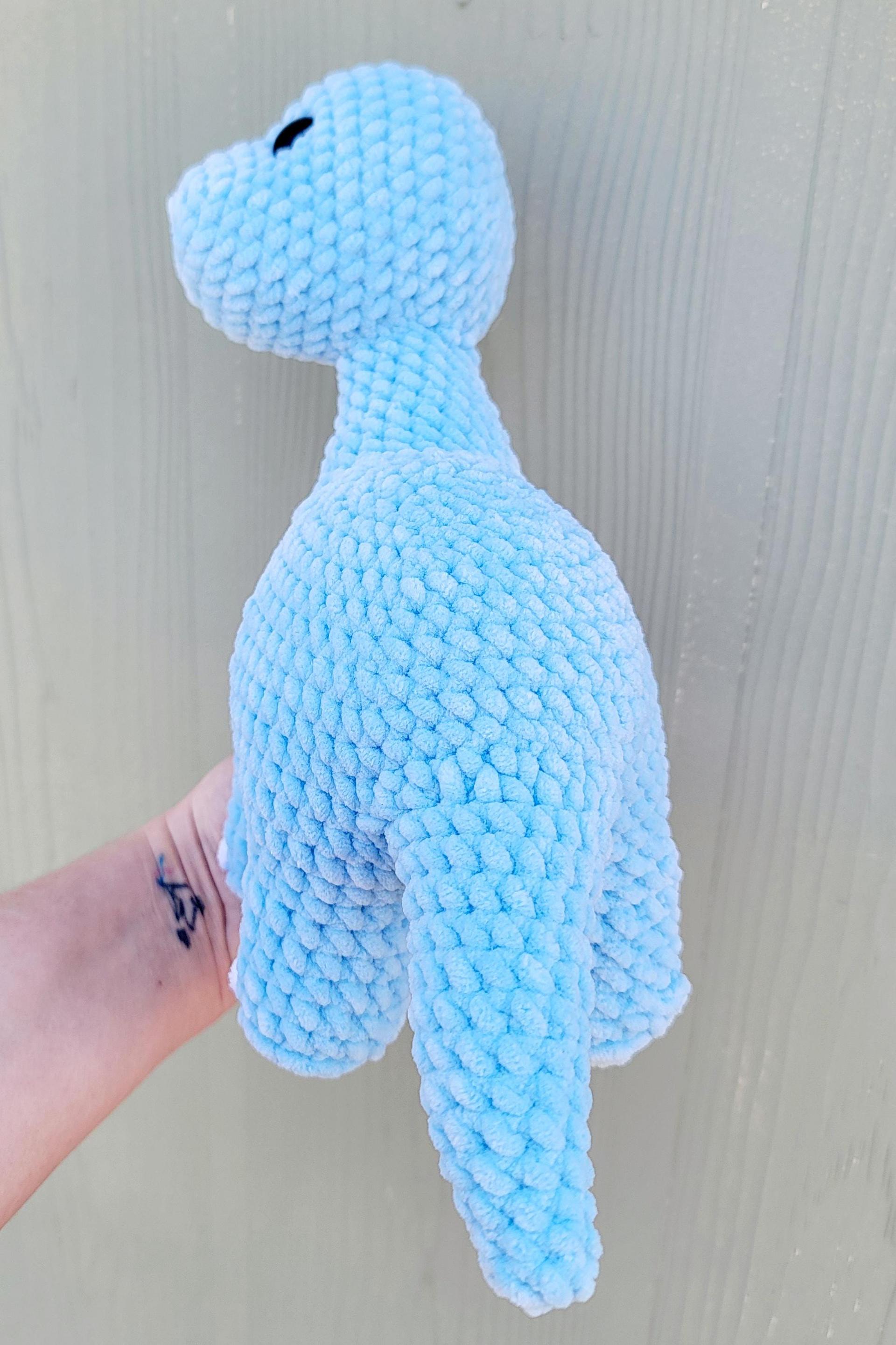 Handmade Crochet Dinosaur Plushie: Soft Chenille Yarn Stuffed Animal thumbnail 2