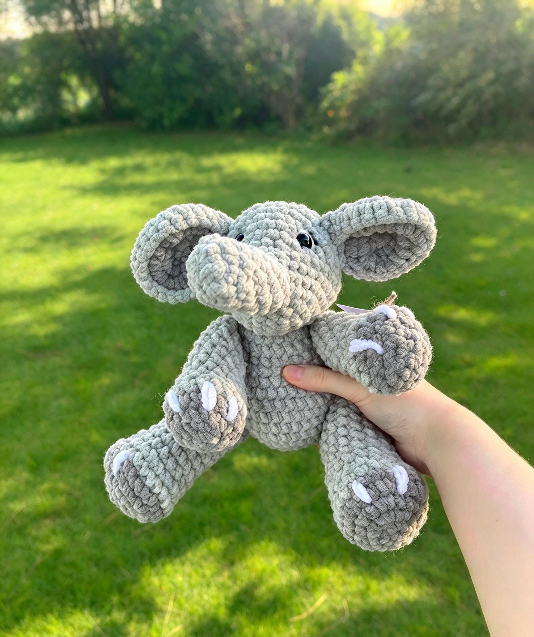 Grey elephant crochet plushie thumbnail 5