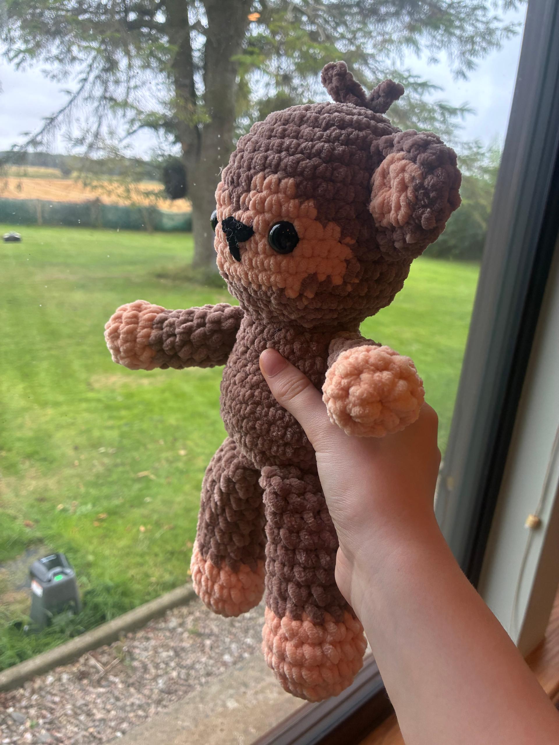 Peach and brown crochet monkey thumbnail 3