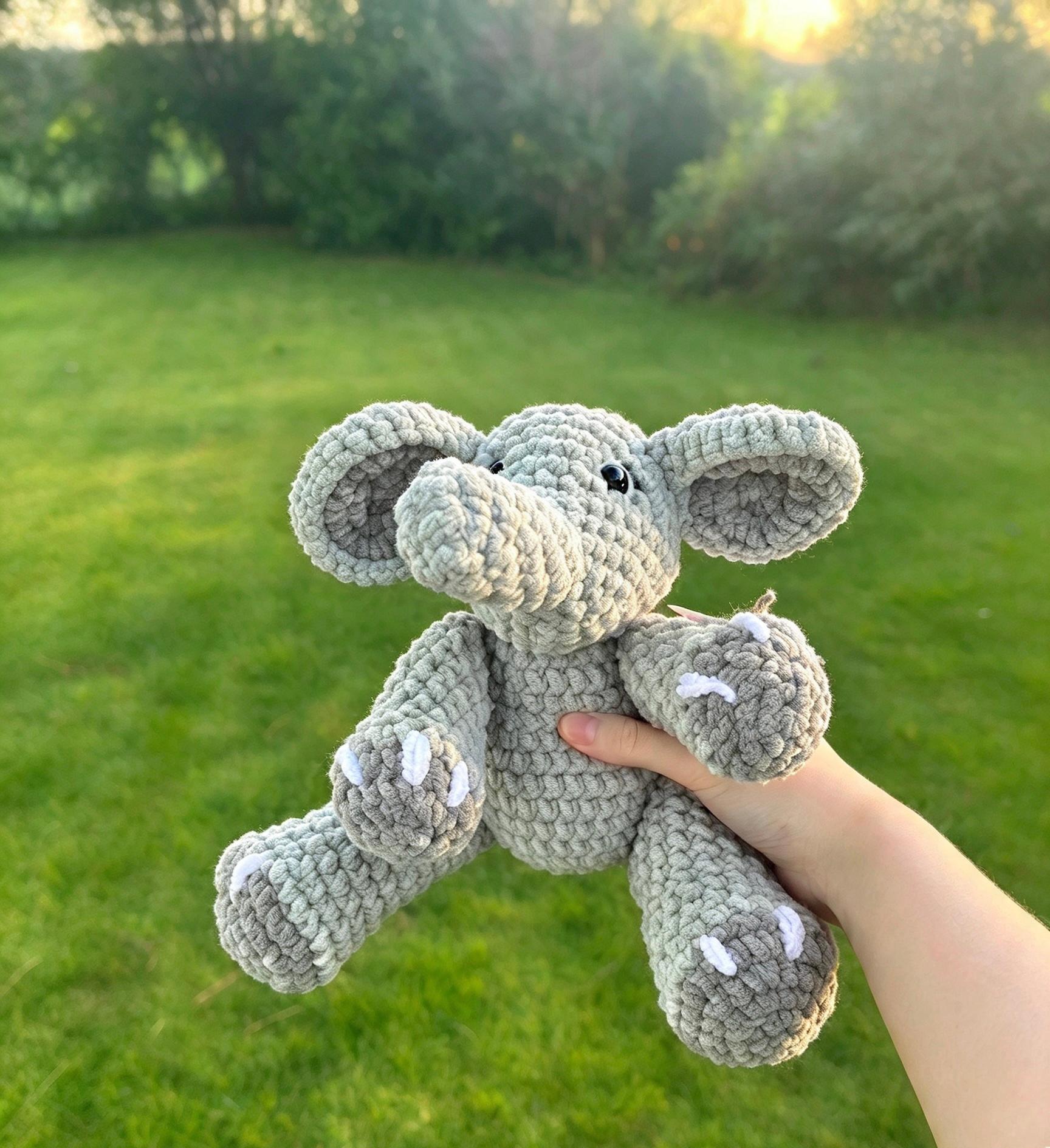 Grey elephant crochet plushie thumbnail 2