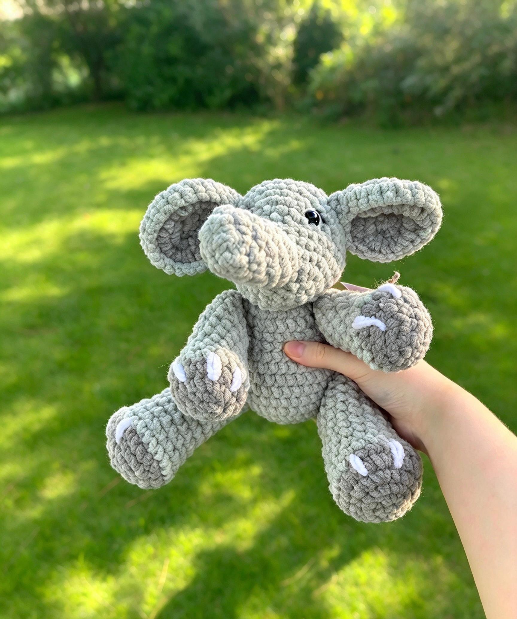 Grey elephant crochet plushie thumbnail 3
