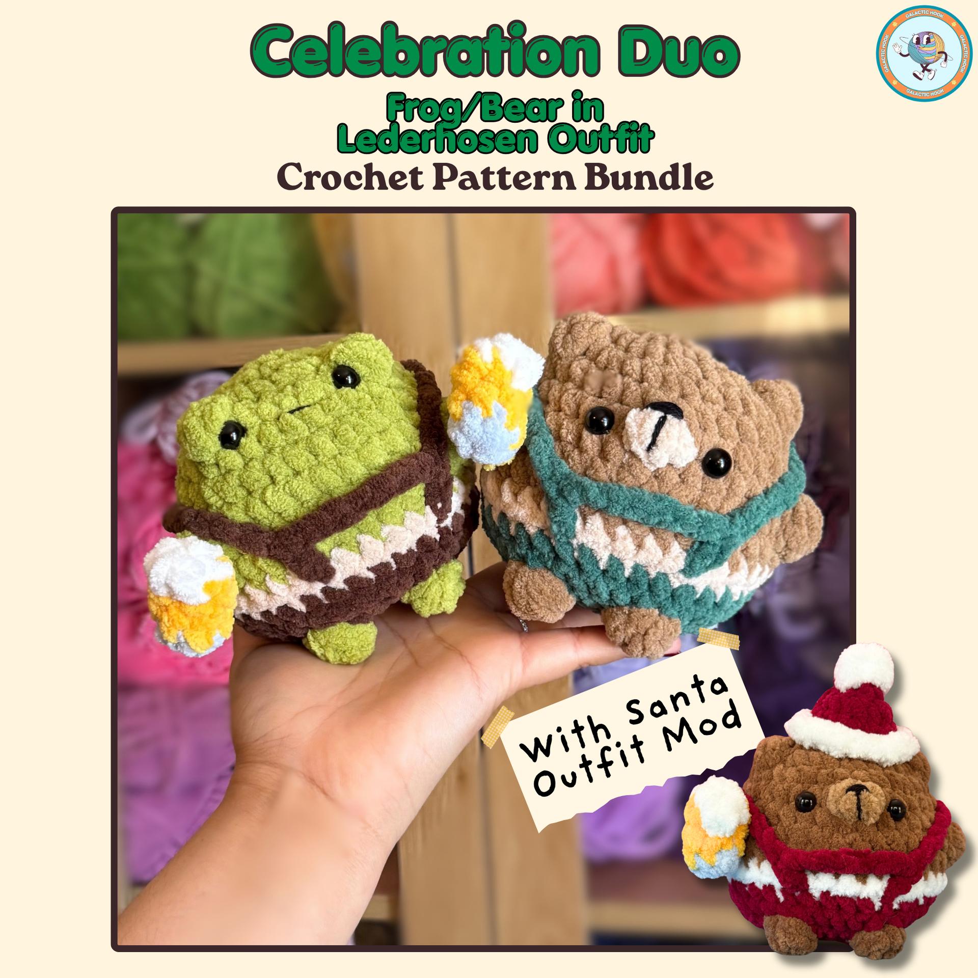 Celebration Duo | Frog | Bear | Crochet Pattern Bundle