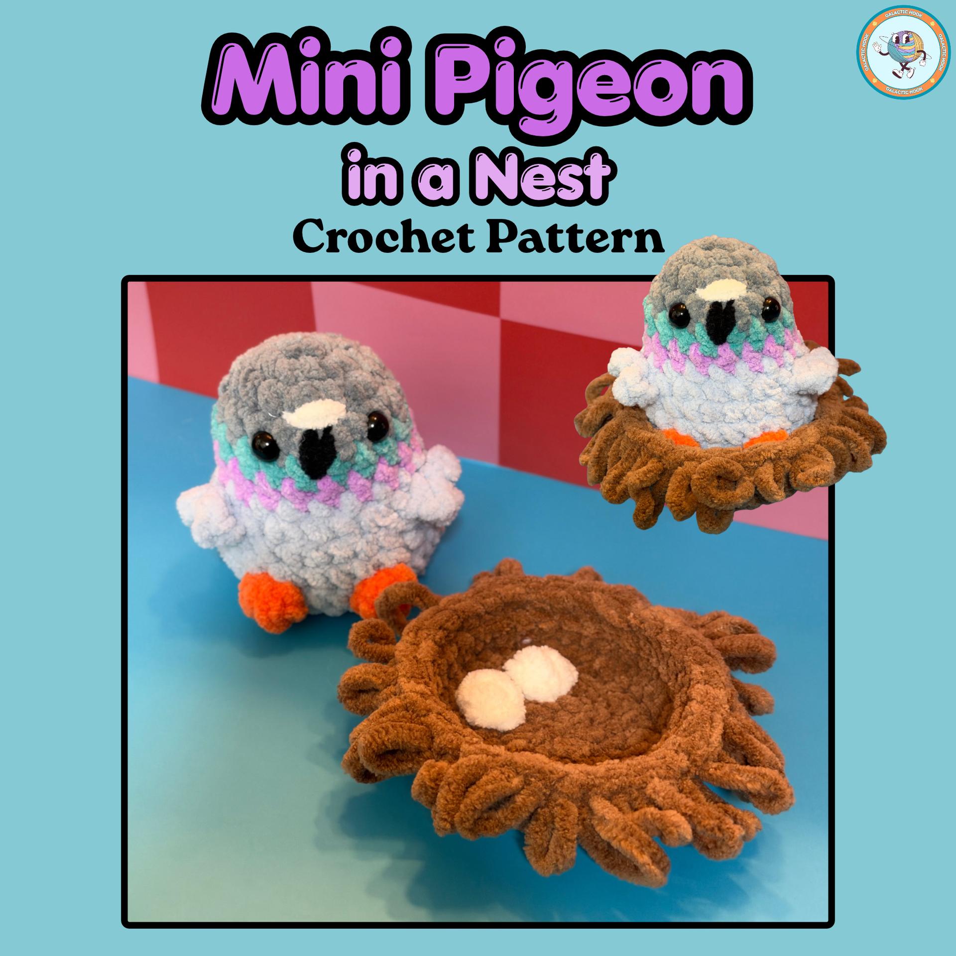 Pigeon in a Nest Amigurumi Bird Crochet Pattern PDF |  No Sew, Nest with tiny eggs