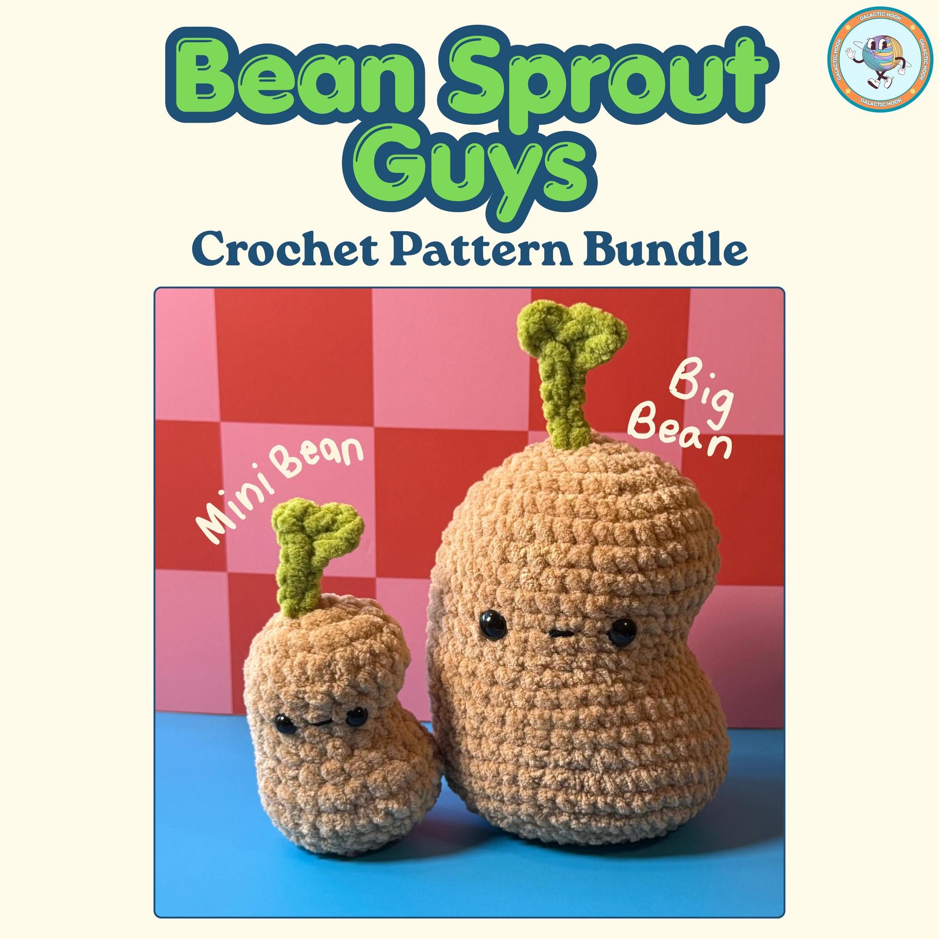 Bean Sprout Guys | Mini Bean Sprout | Big Bean Sprout | Crochet Pattern Bundle