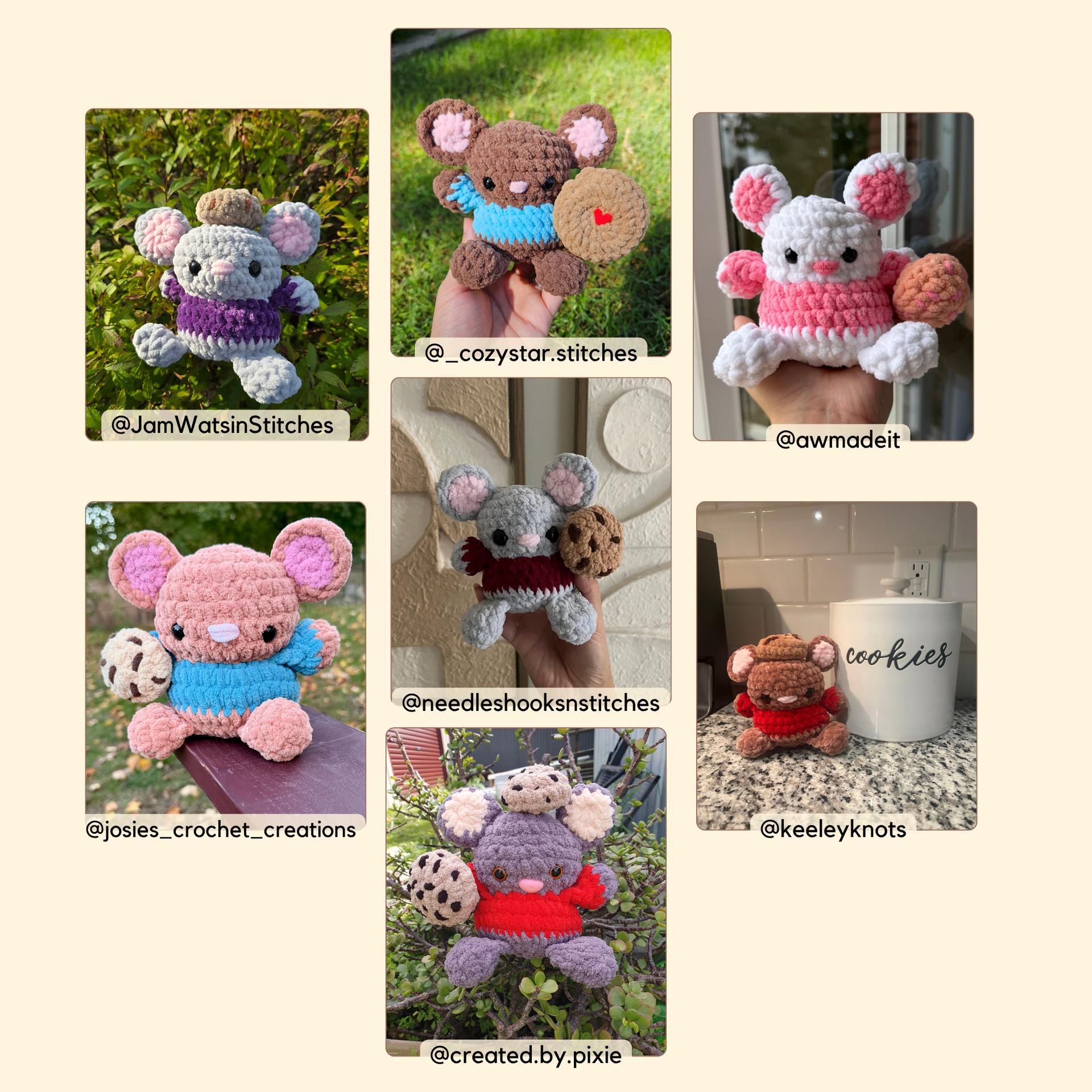 Chubby Mouse with a Cookie | Crochet Pattern | Low-sew thumbnail 3