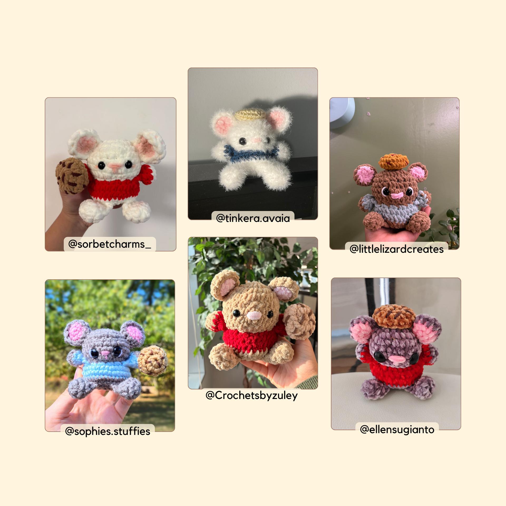 Chubby Mouse with a Cookie | Crochet Pattern | Low-sew thumbnail 4