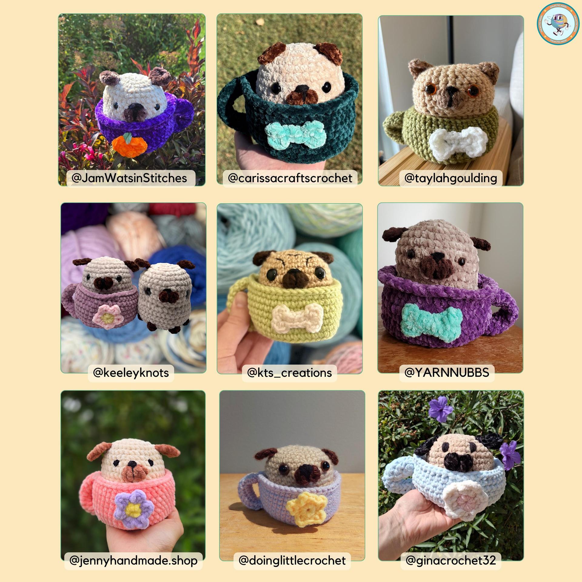 Olive the Pug in a Mug | Pug | Mug | 4 Decals | Crochet Pattern thumbnail 3