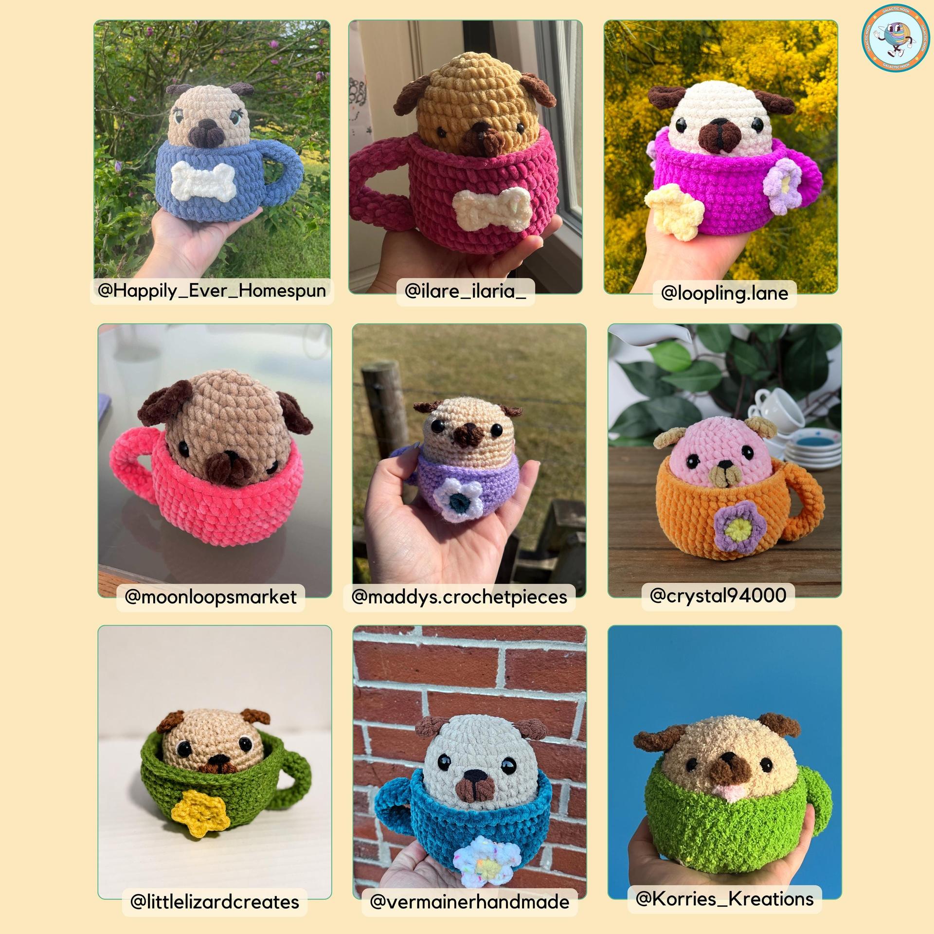 Olive the Pug in a Mug | Pug | Mug | 4 Decals | Crochet Pattern thumbnail 4