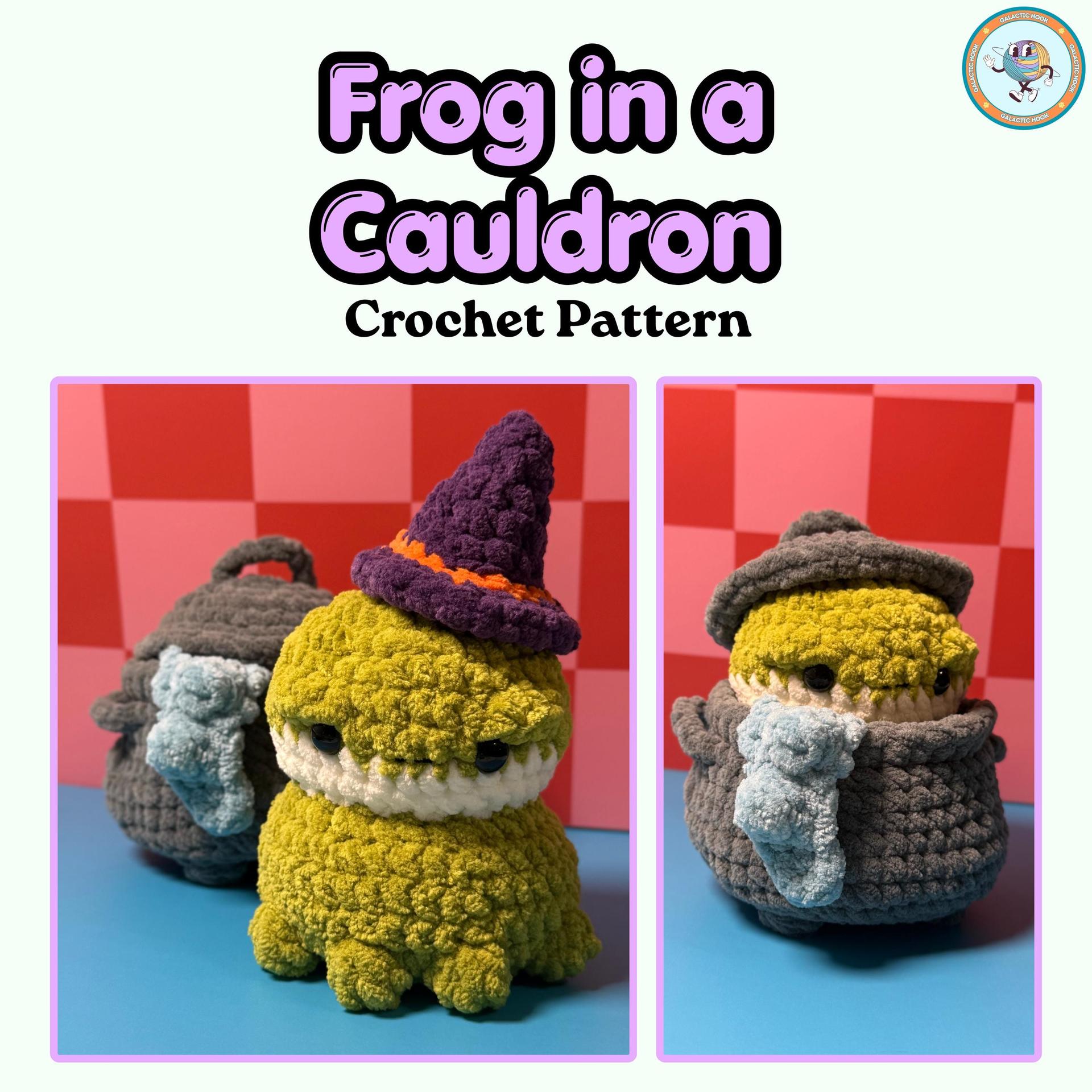 Frog in a Cauldron | Frog | Witch Hat | Cauldron | Crochet Pattern