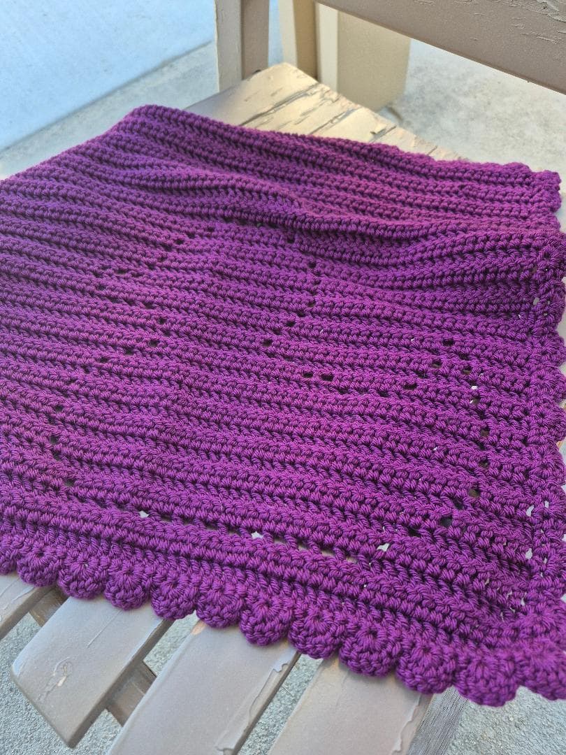 Crochet blanket, lovey, purple, border, duck, bear, elephant thumbnail 3