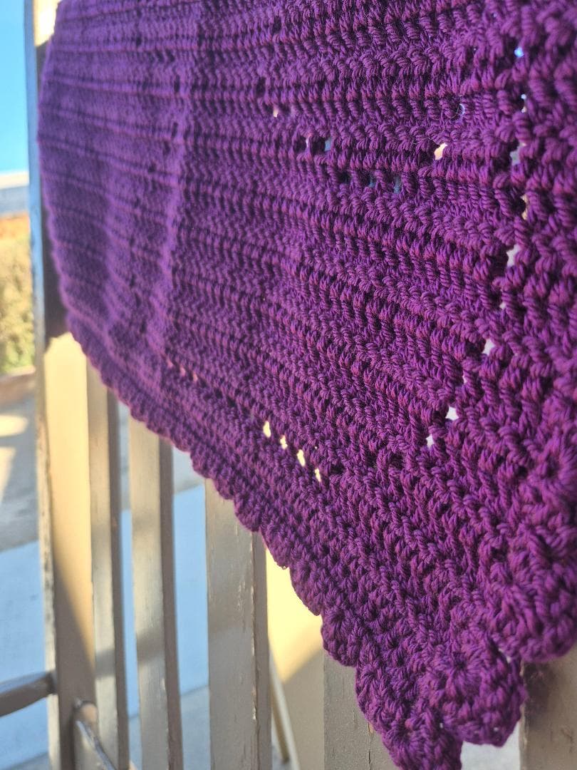 Crochet blanket, lovey, purple, border, duck, bear, elephant thumbnail 4