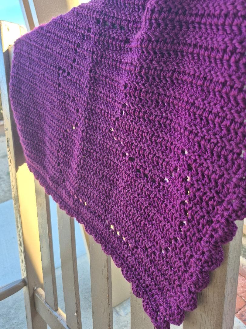 Crochet blanket, lovey, purple, border, duck, bear, elephant thumbnail 2