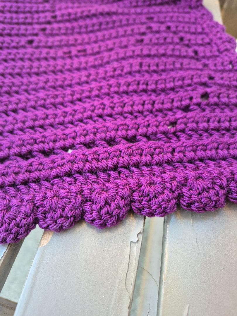 Crochet blanket, lovey, purple, border, duck, bear, elephant