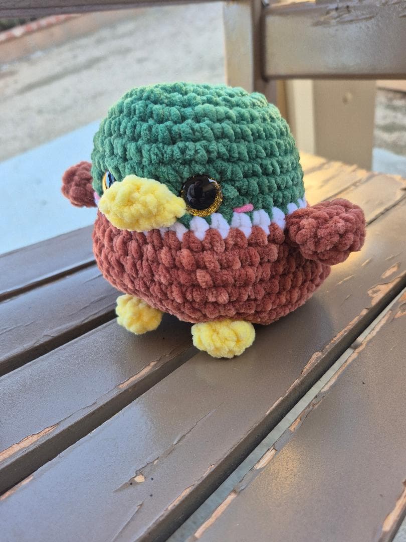 crochet duck with interchangeable crochet hats
