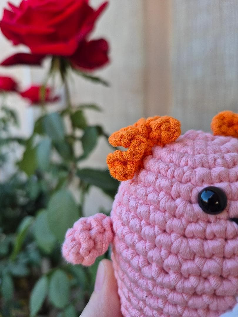Crochet Axolotl Plush: Pink Amigurumi Sea Animal thumbnail 3