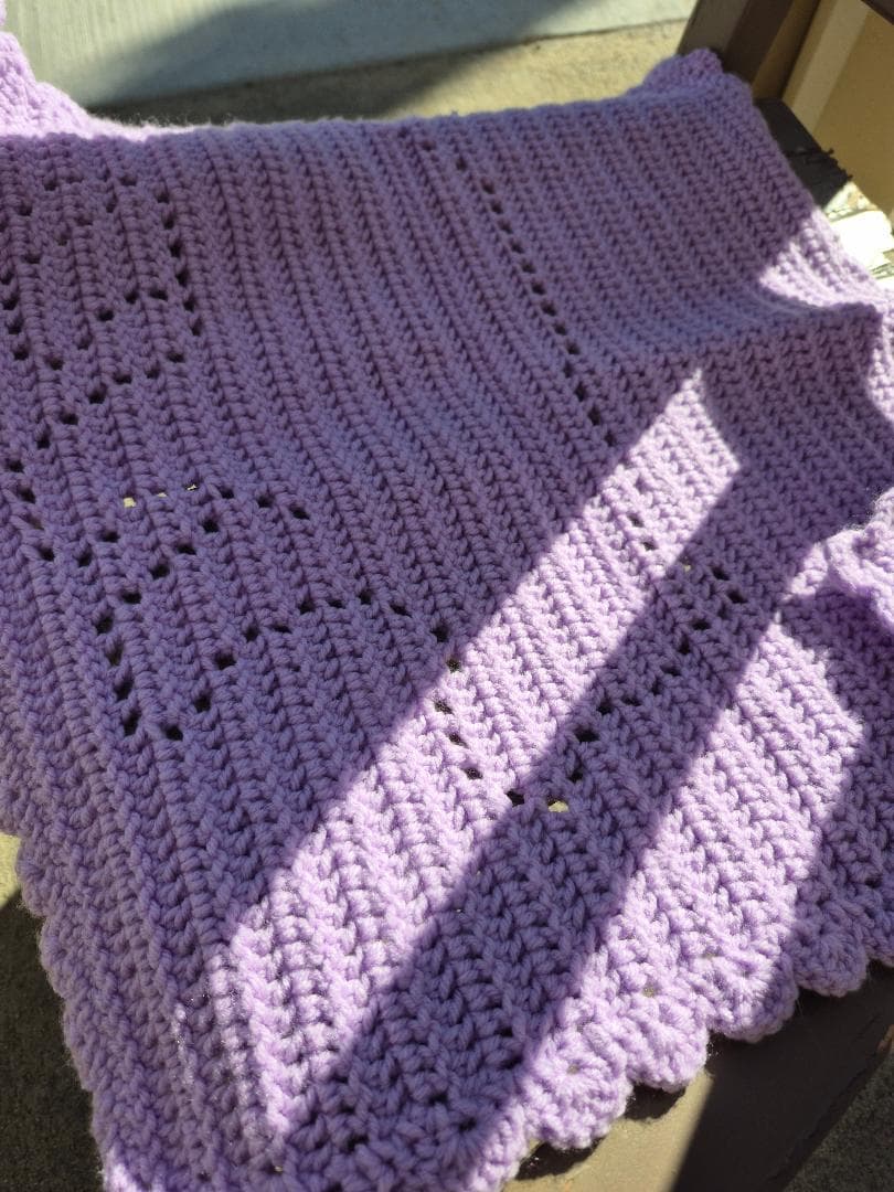 Crochet blanket, lovey, purple, border, duck, bear, elephant thumbnail 7