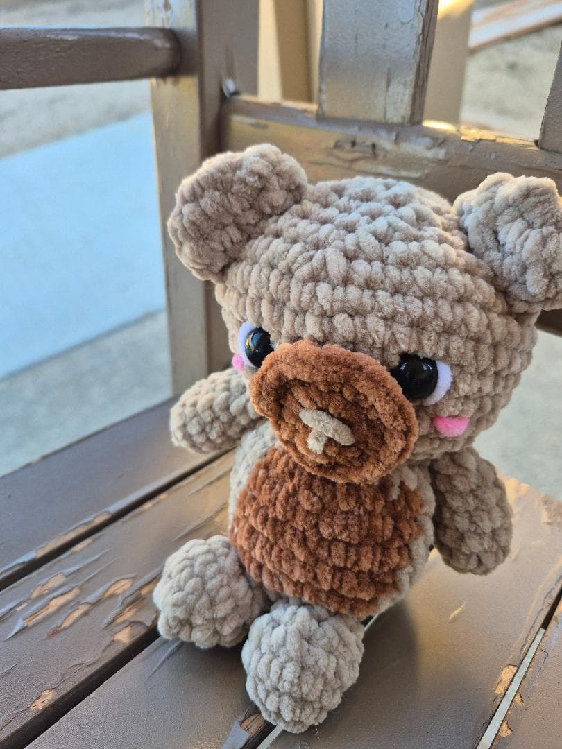 Crochet Plushie Bear, Cuddly Stuffed Animal thumbnail 3