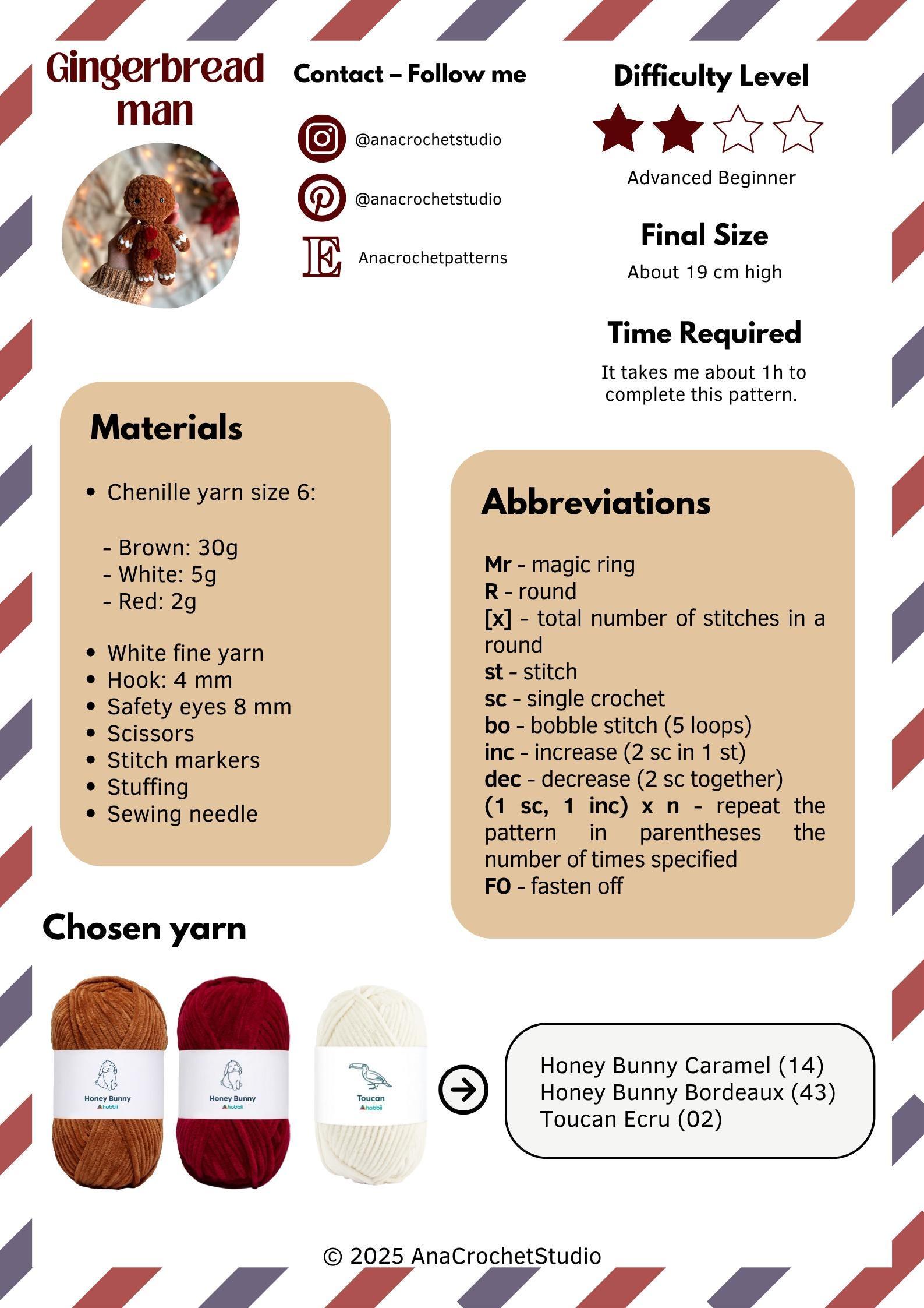 Gingerbread man No sew PDF Crochet pattern Amigurumi thumbnail 2