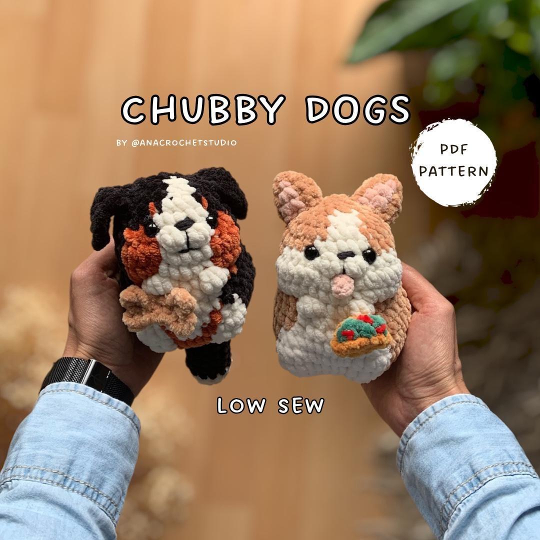 Chubby Dogs Low sew PDF Crochet pattern Amigurumi: Welsh Corgi and Bernese Mountain