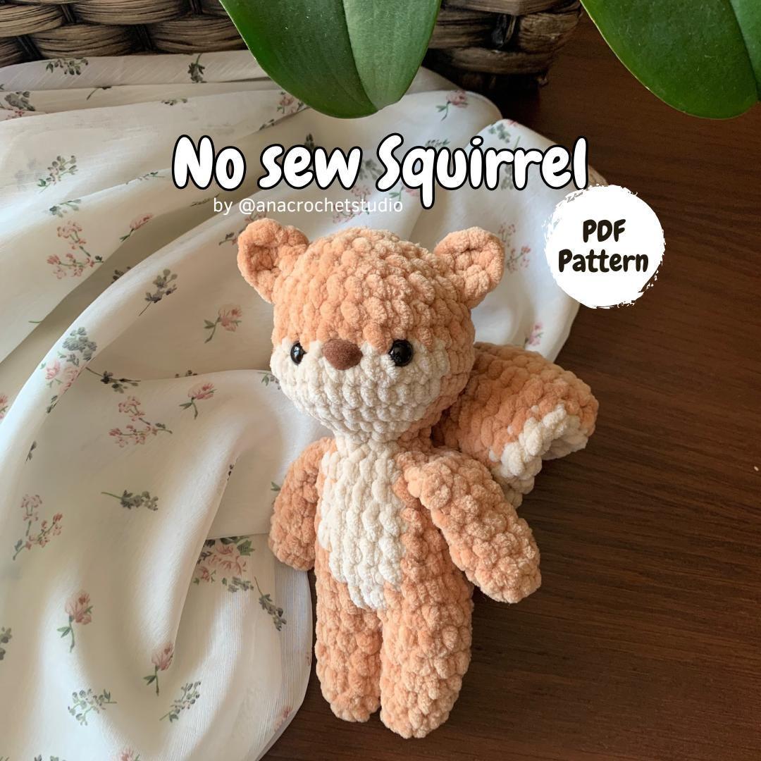 Squirrel Crochet Pattern No Sew – Beginner Amigurumi Plush Toy PDF, Easy Cute Animal